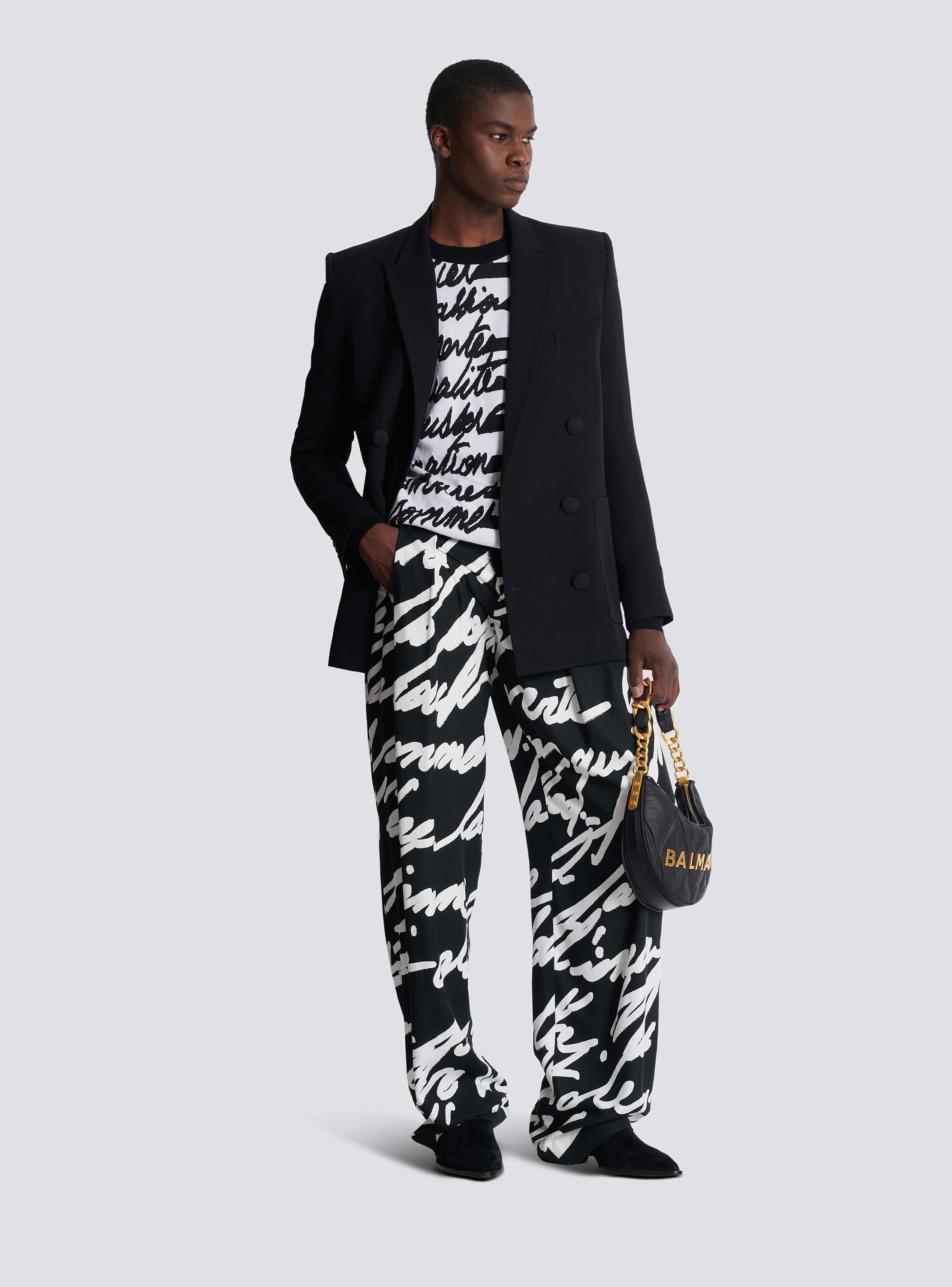 Pleated trousers with "Love Letter" print