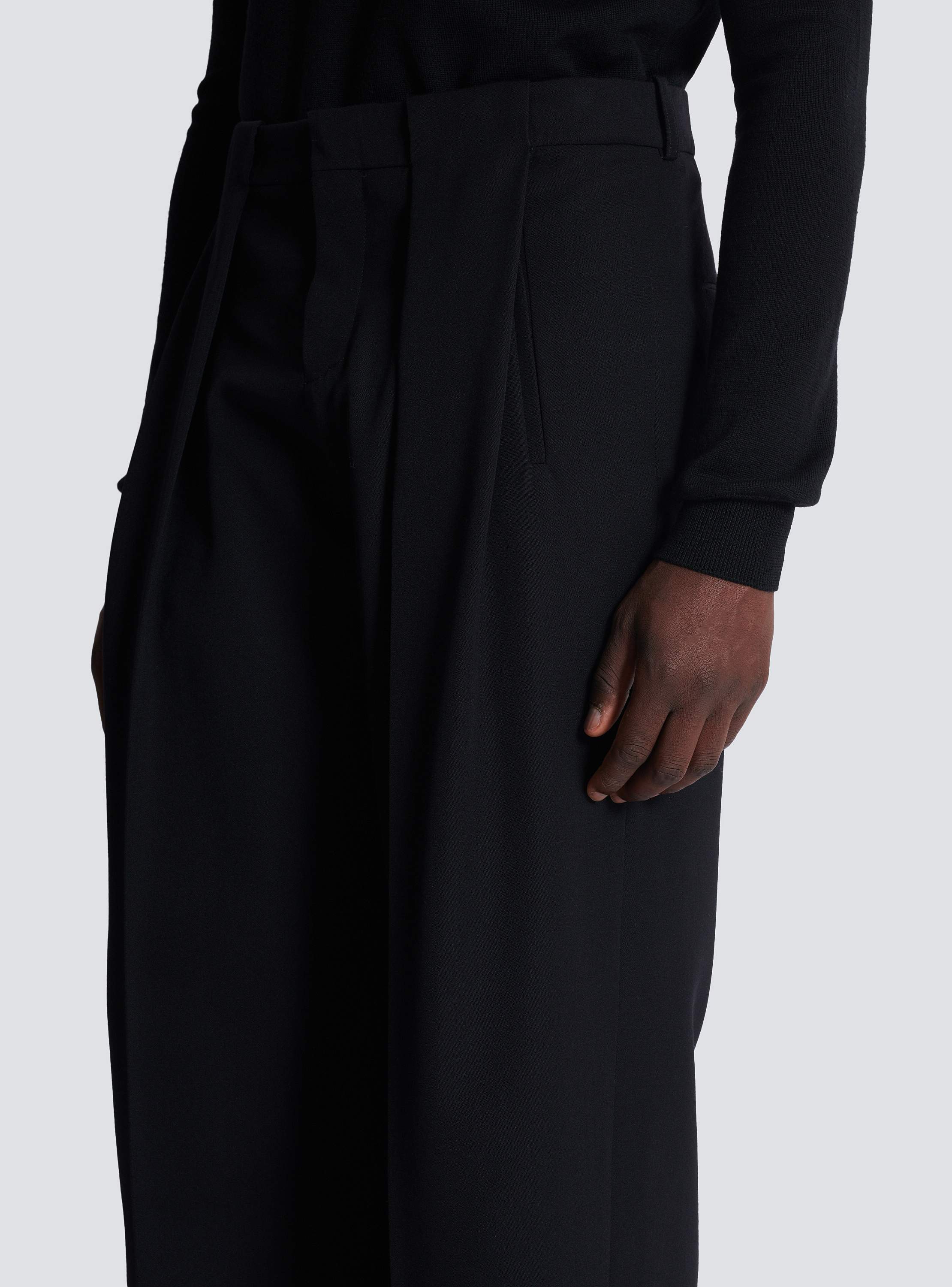 Pleated grain de poudre trousers black black - Men | BALMAIN