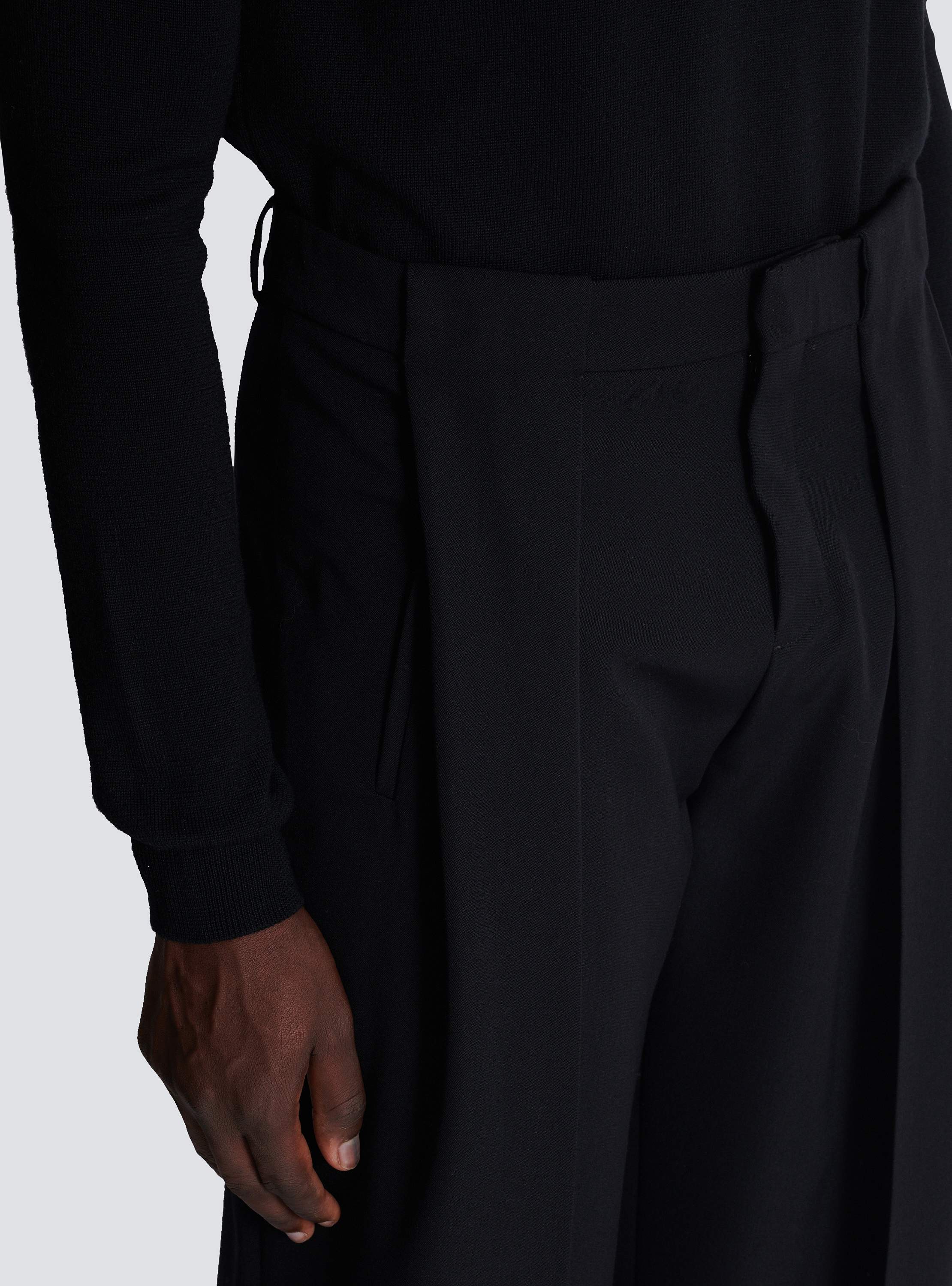 Pleated grain de poudre trousers black - Men | BALMAIN Pleated grain de poudre trousers black - Men | BALMAIN
