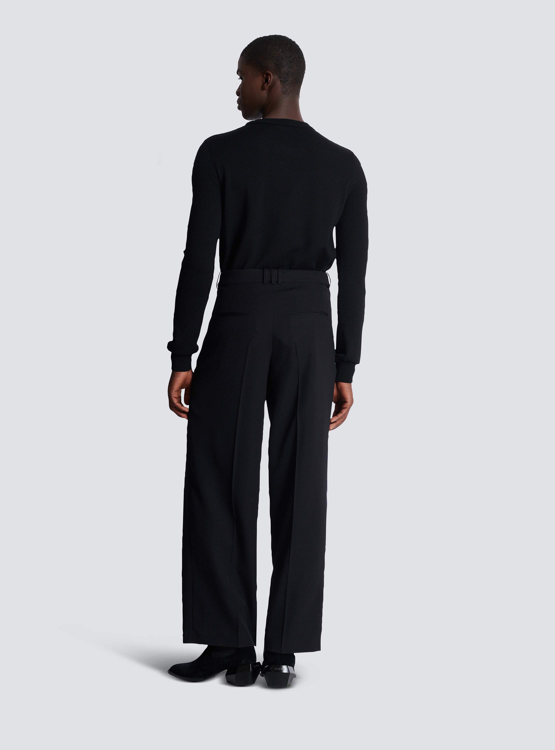 Pleated grain de poudre trousers black - Men | BALMAIN Pleated grain de poudre trousers black - Men | BALMAIN
