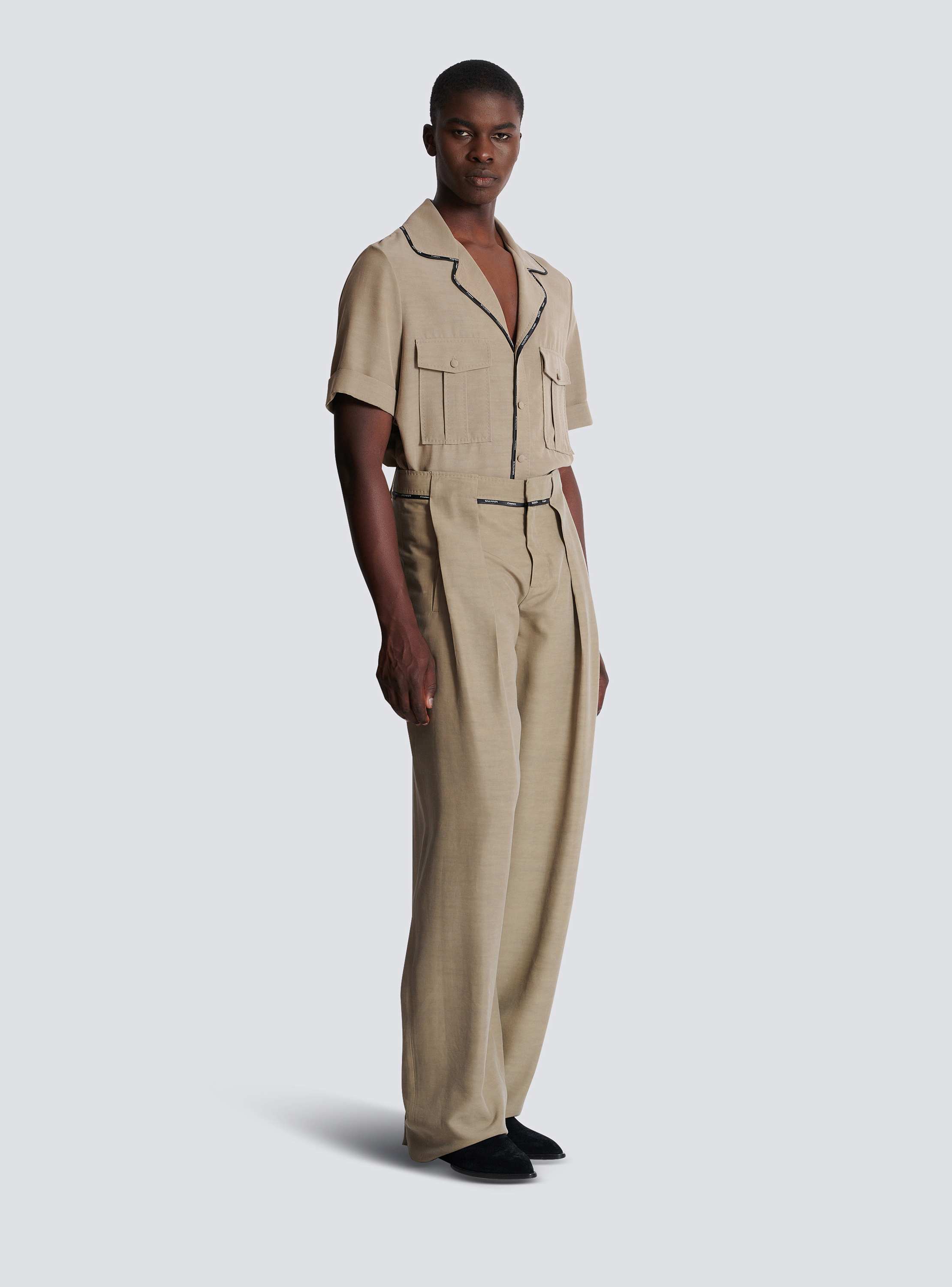 Pleated cupro trousers