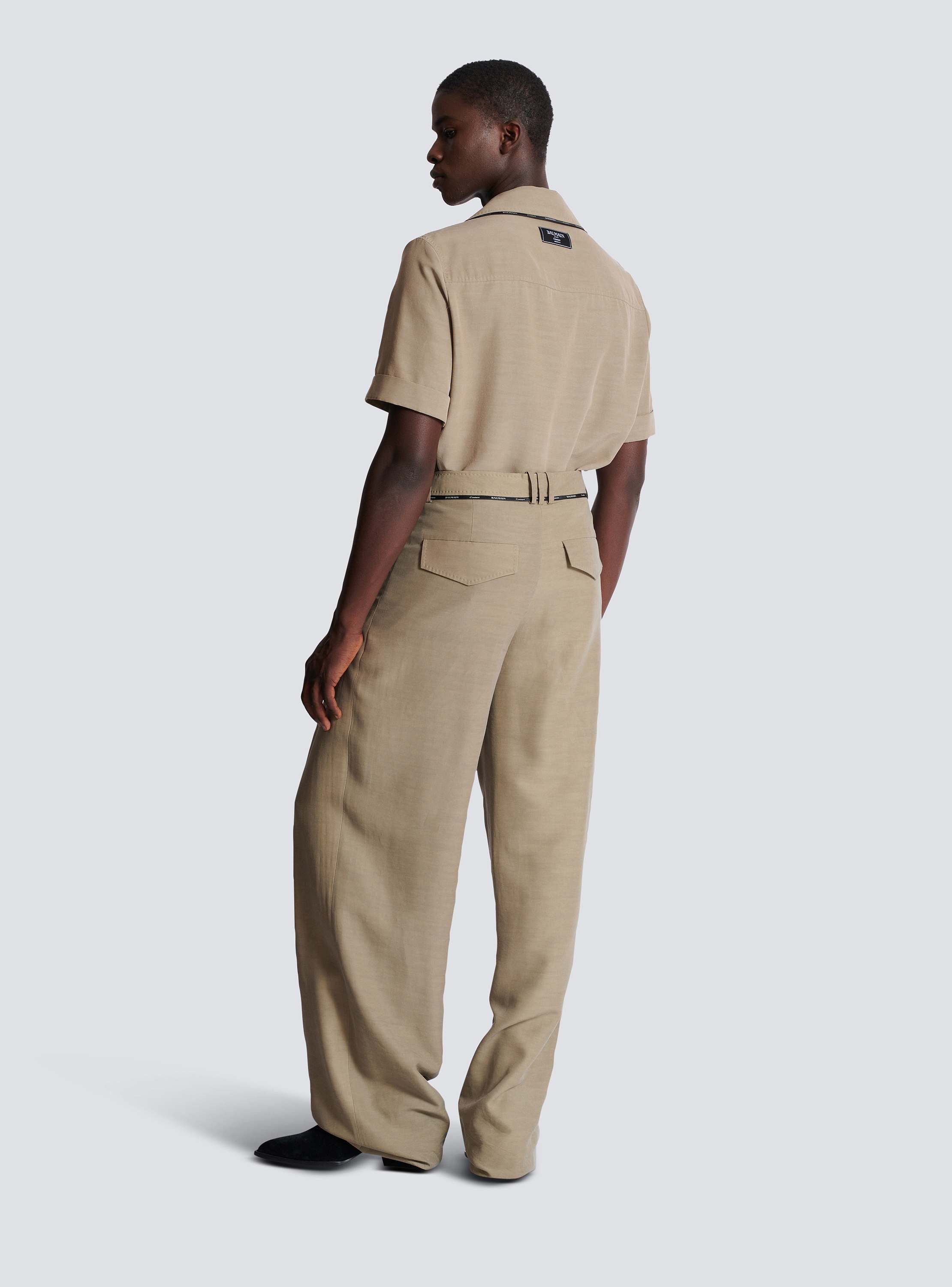 Pleated cupro trousers
