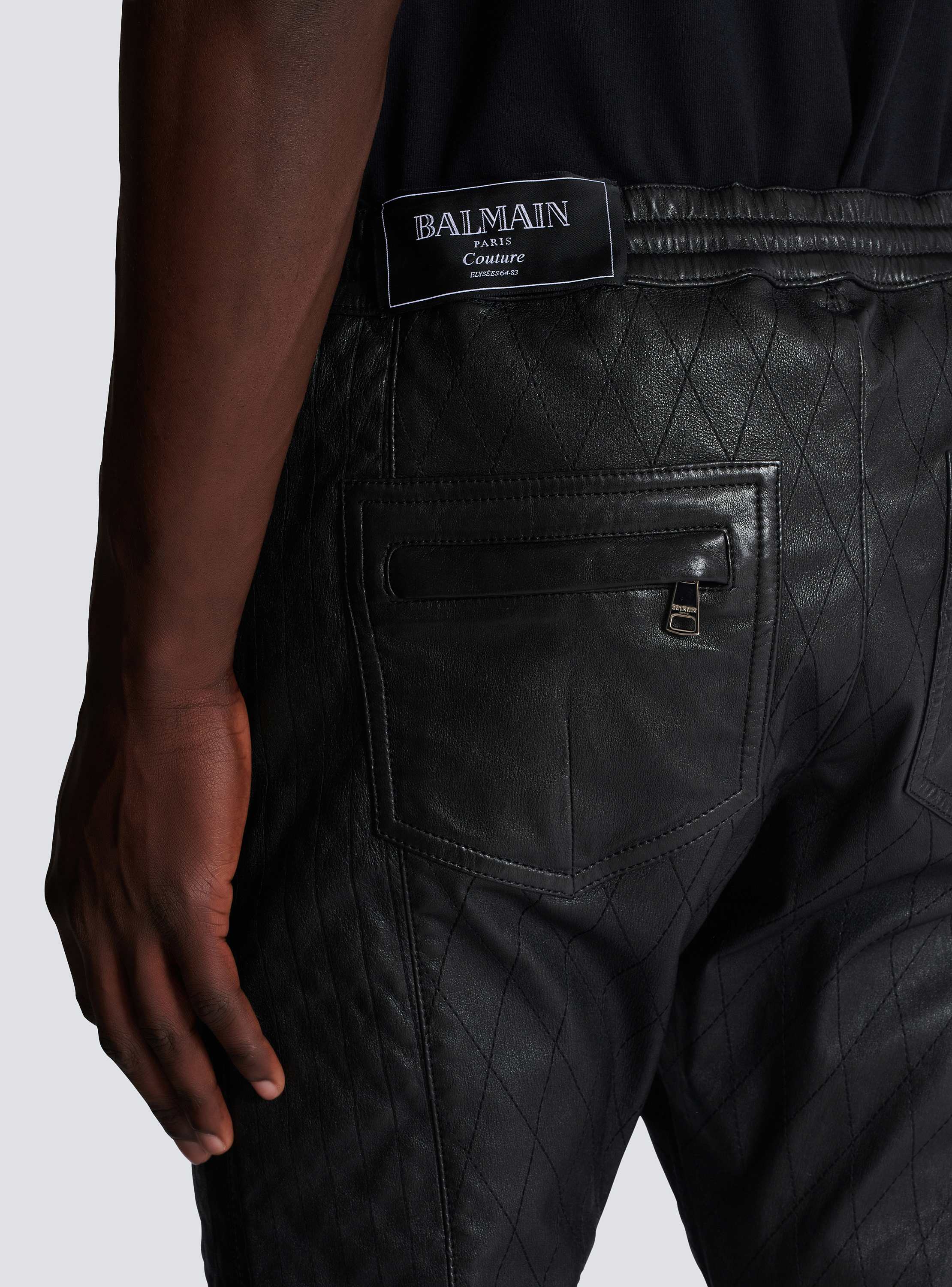 Quilted slouch leather biker pants