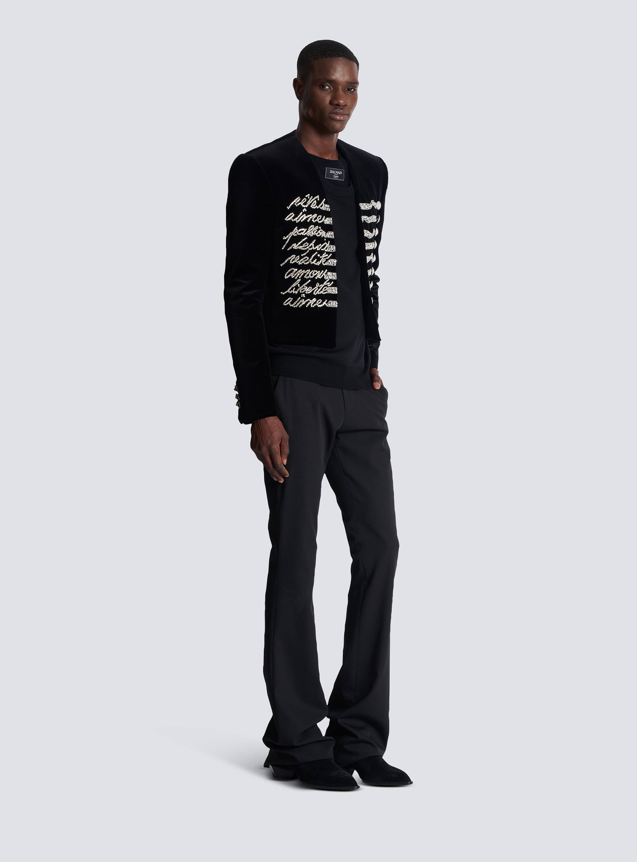 Cropped velvet jacket with 