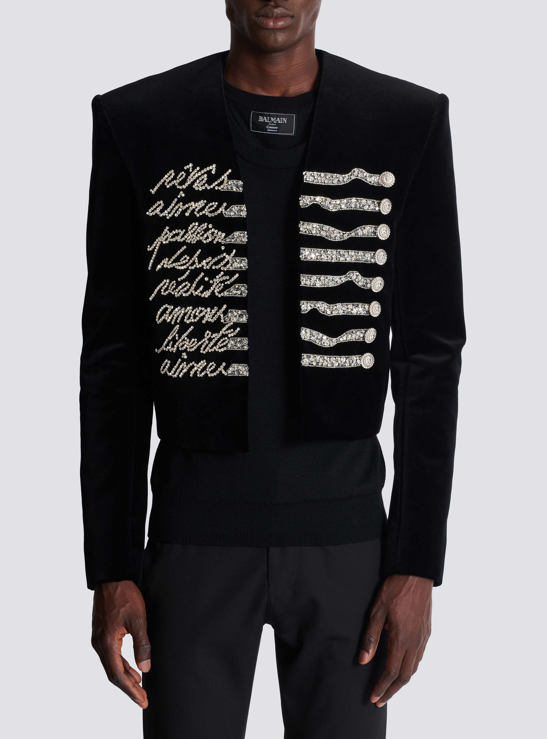 Cropped velvet jacket with 