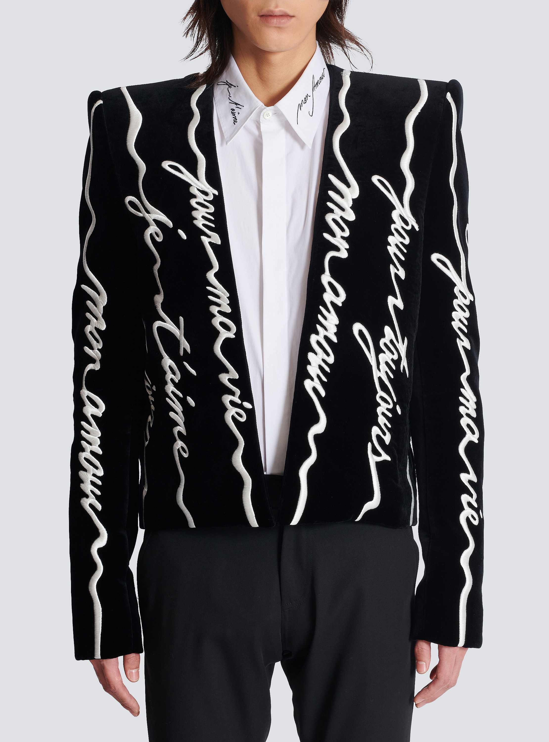 Cropped velvet jacket with all-over 