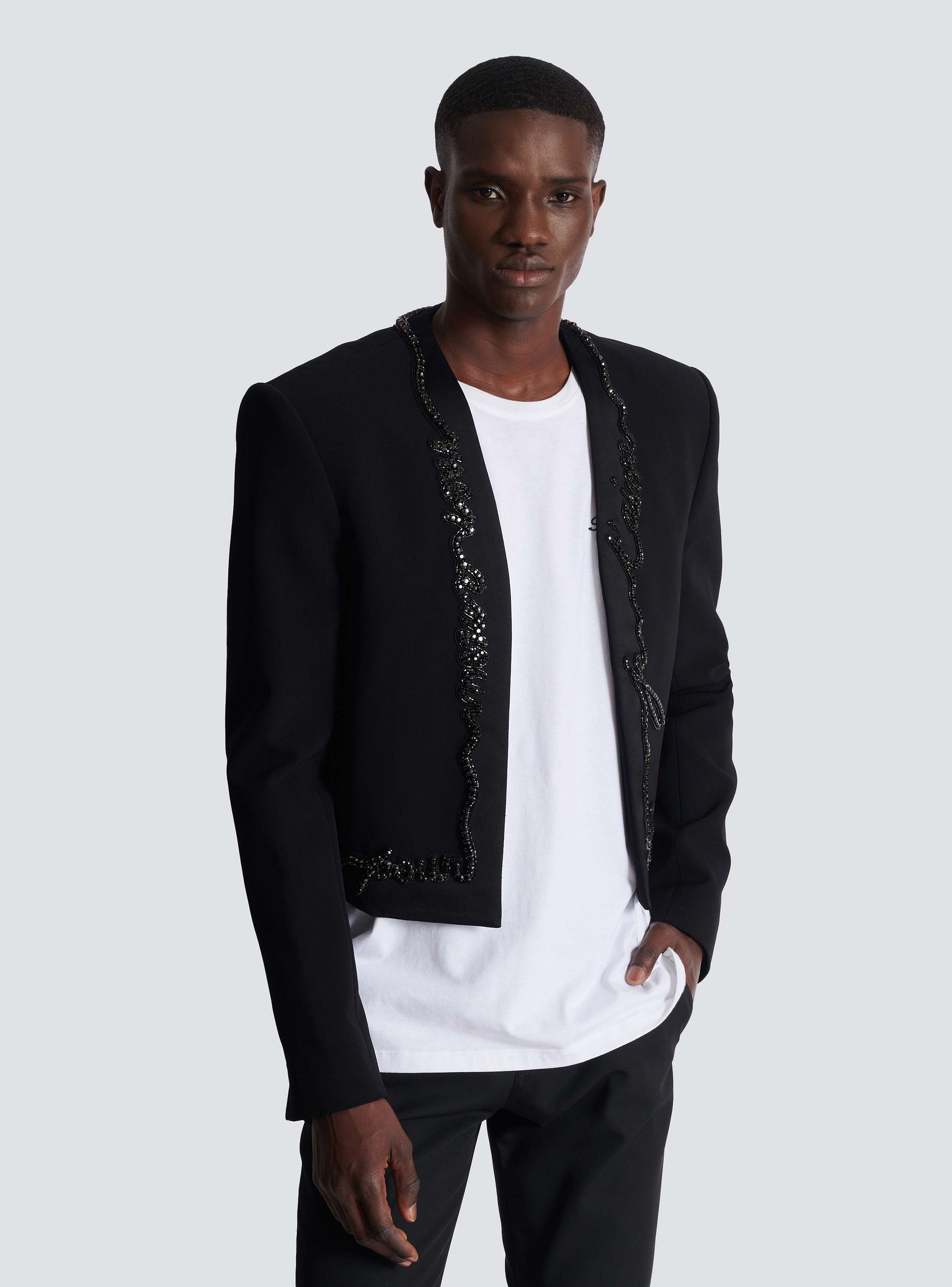 早割シーズン券 ラブレター”刺繍 BALMAIN | Men - スペンサージャケット クレープ ジャケット・アウター