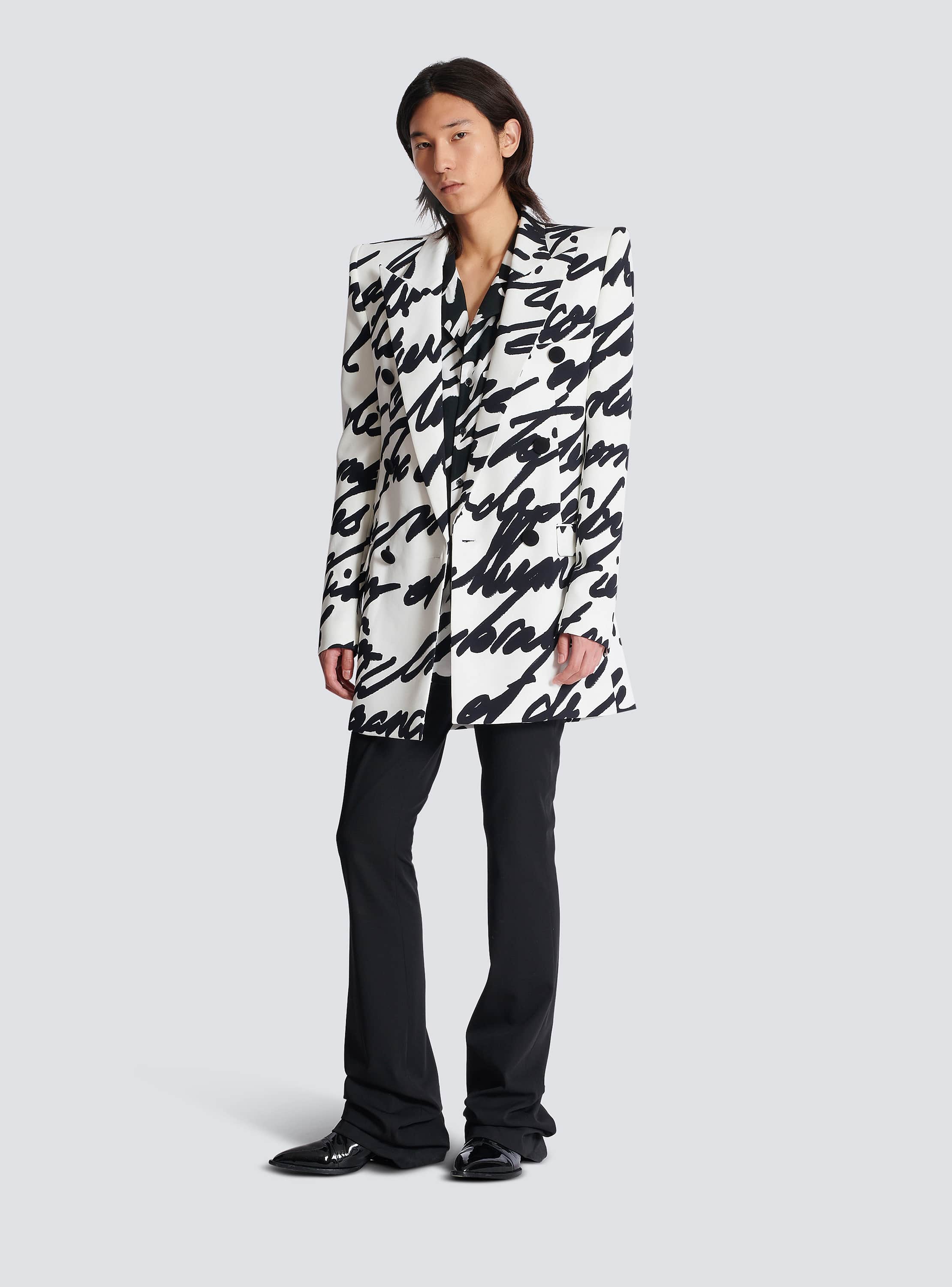 ジャケット BALMAIN 1 BTN LOVE LETTER PRINT TAILORED JACKET 1-button jacket with 