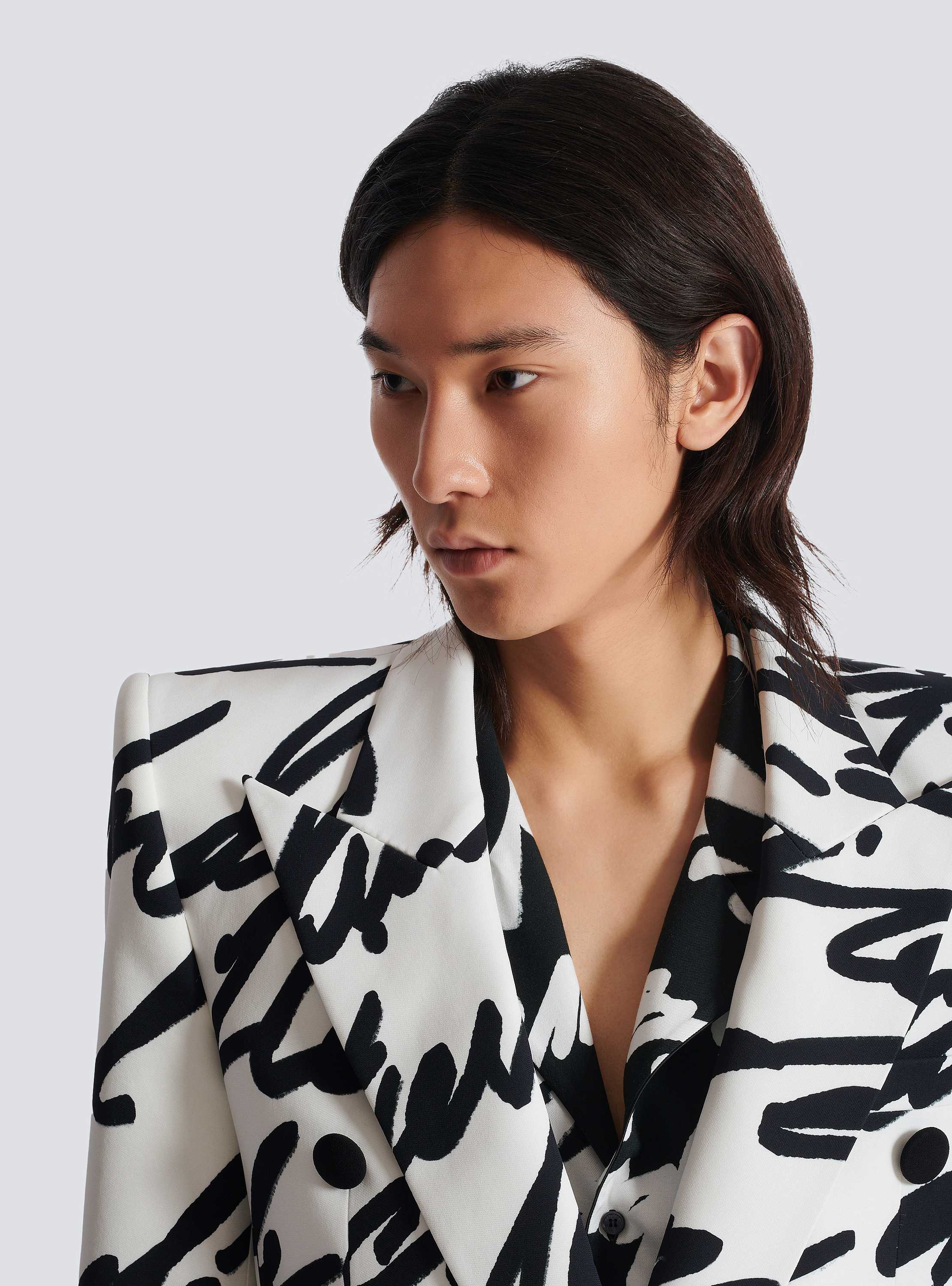 Crepe jacket with "Love Letter" print