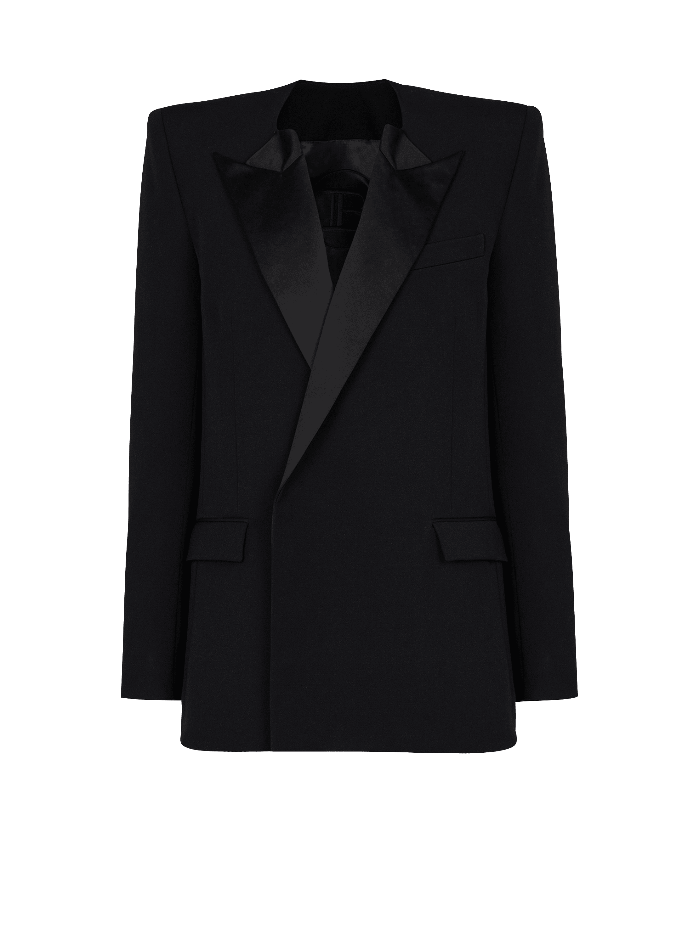Grain de poudre jacket with satin lapels