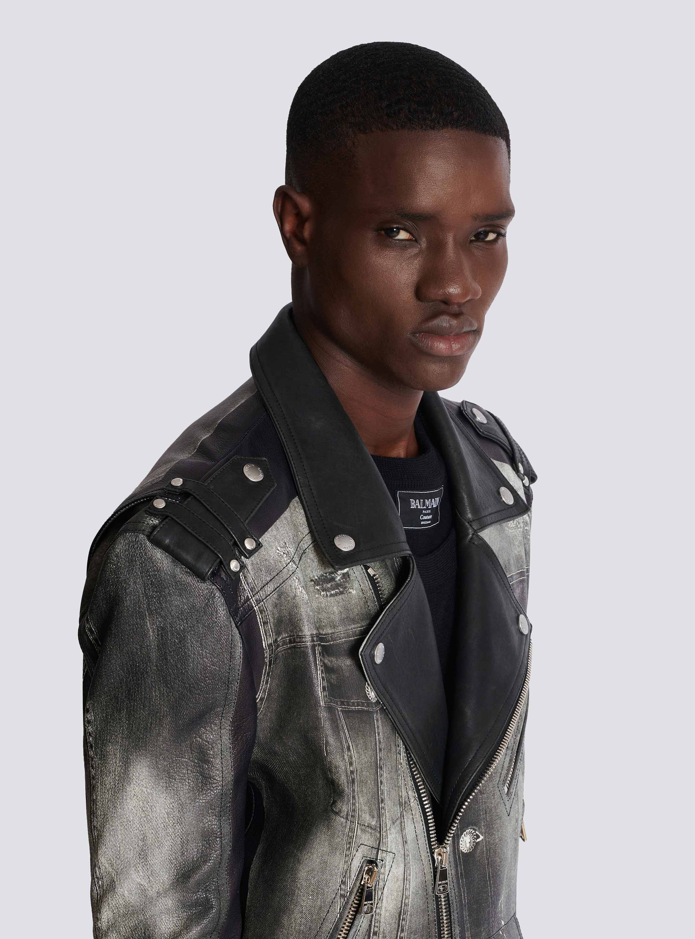 BALMAIN - BALMAIN HOMME ムートンレザーライダース 46 バイカー