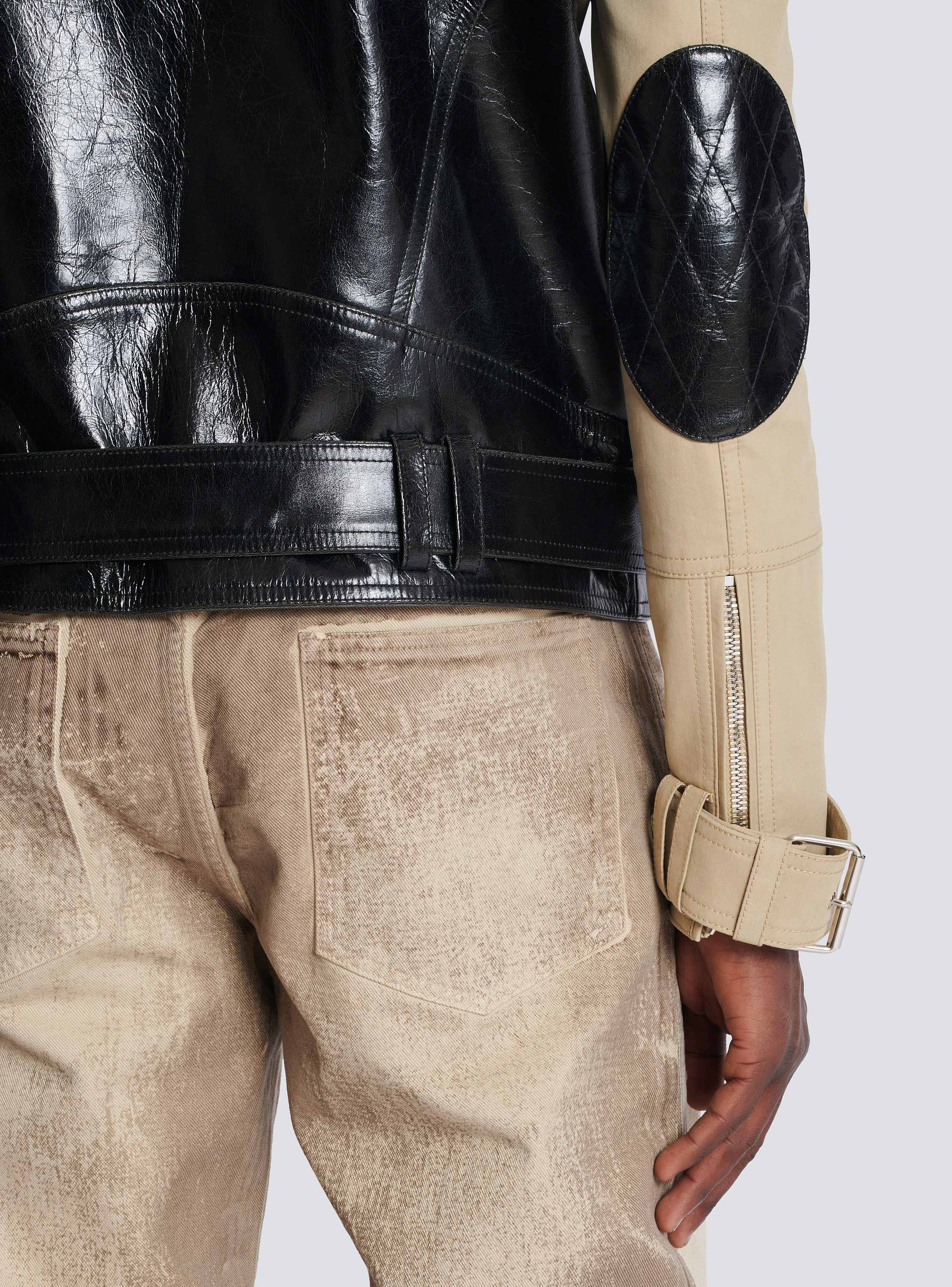 Leather and cotton biker jacket black black - Men | BALMAIN
