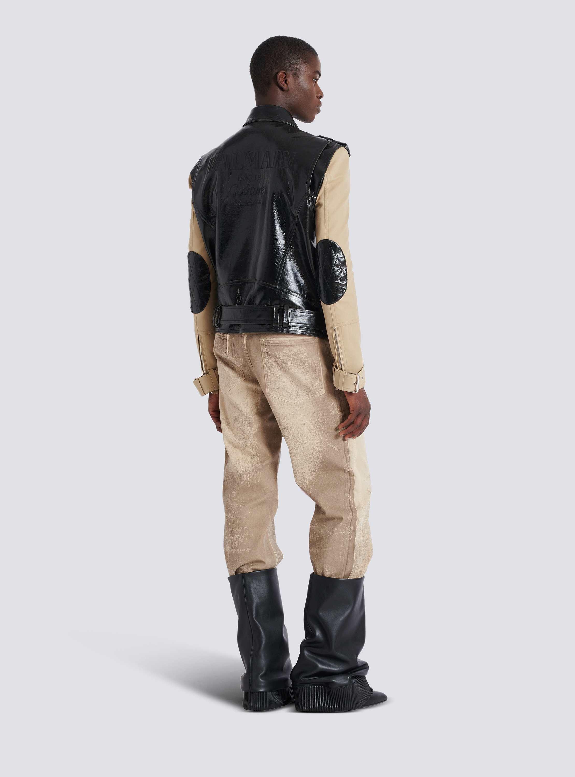 メルメイ　BALMAIN Cotton Bikerstyle Jacket Leather and cotton biker jacket black black - Men | BALMAIN