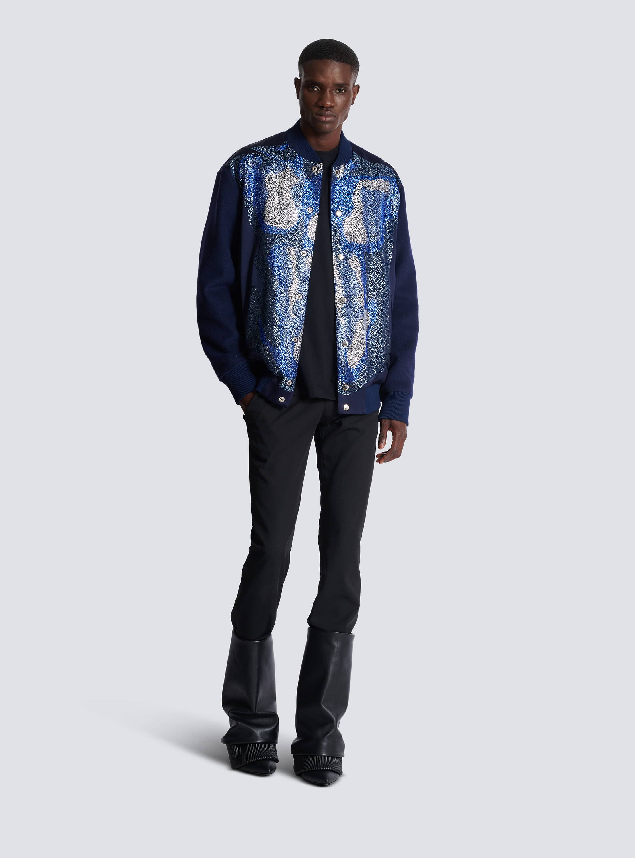 Bomber jacket with rhinestone torso - Men | BALMAIN