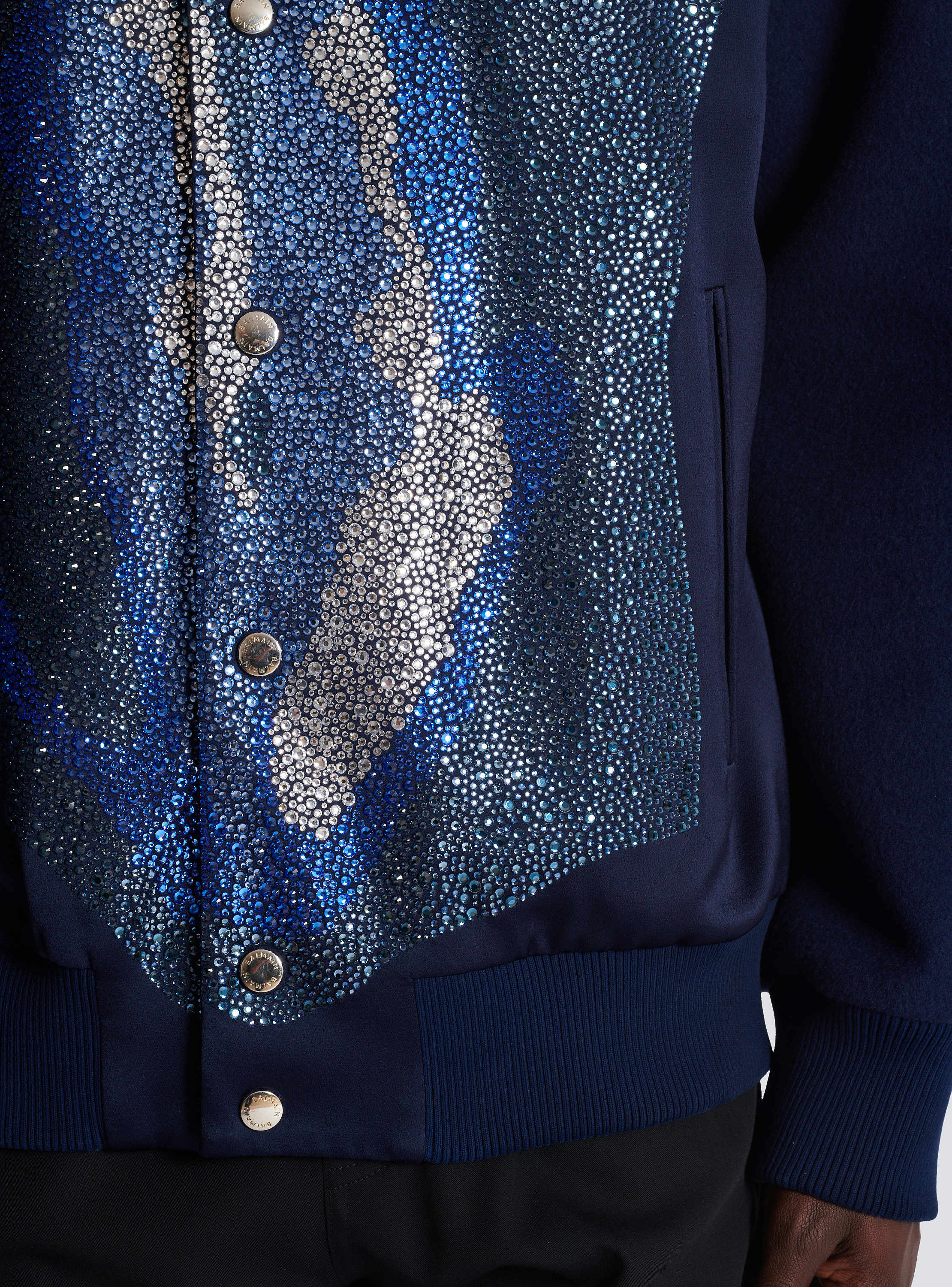 Bomber jacket with rhinestone torso navy navy - Men | BALMAIN