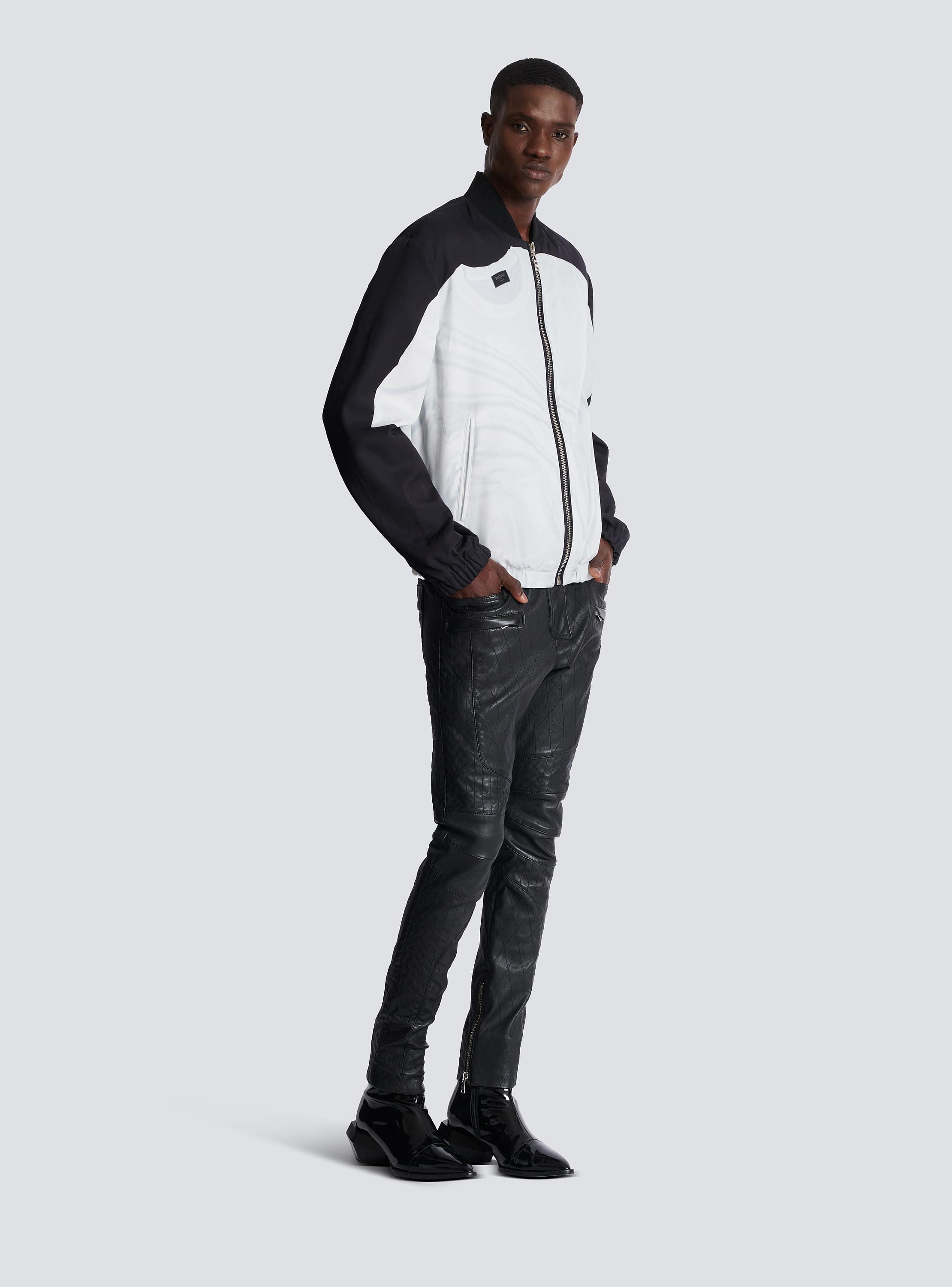 Bomber jacket with T-shirt print black black - Men | BALMAIN