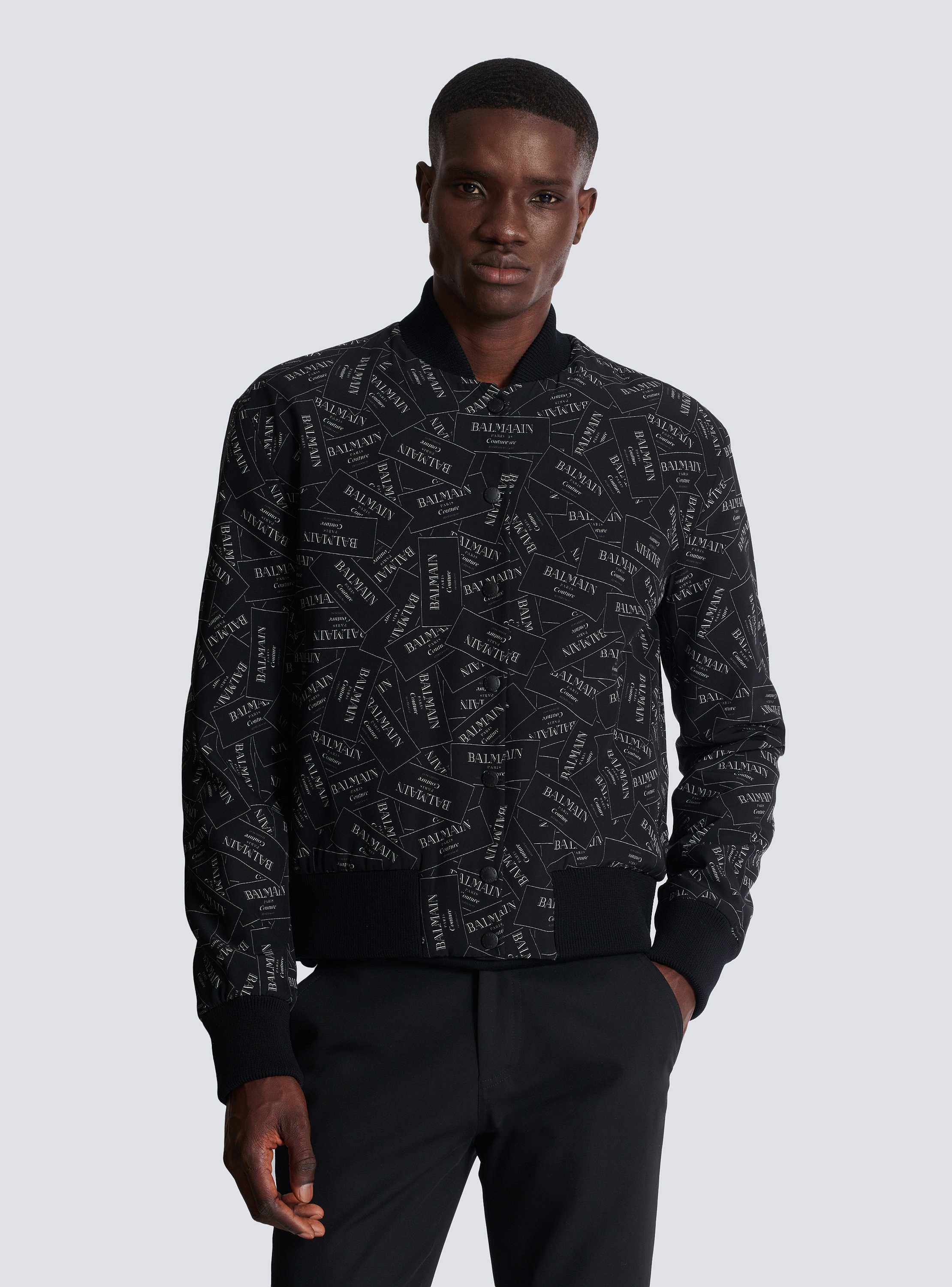 Printed Balmain label bomber jacket - Men | BALMAIN