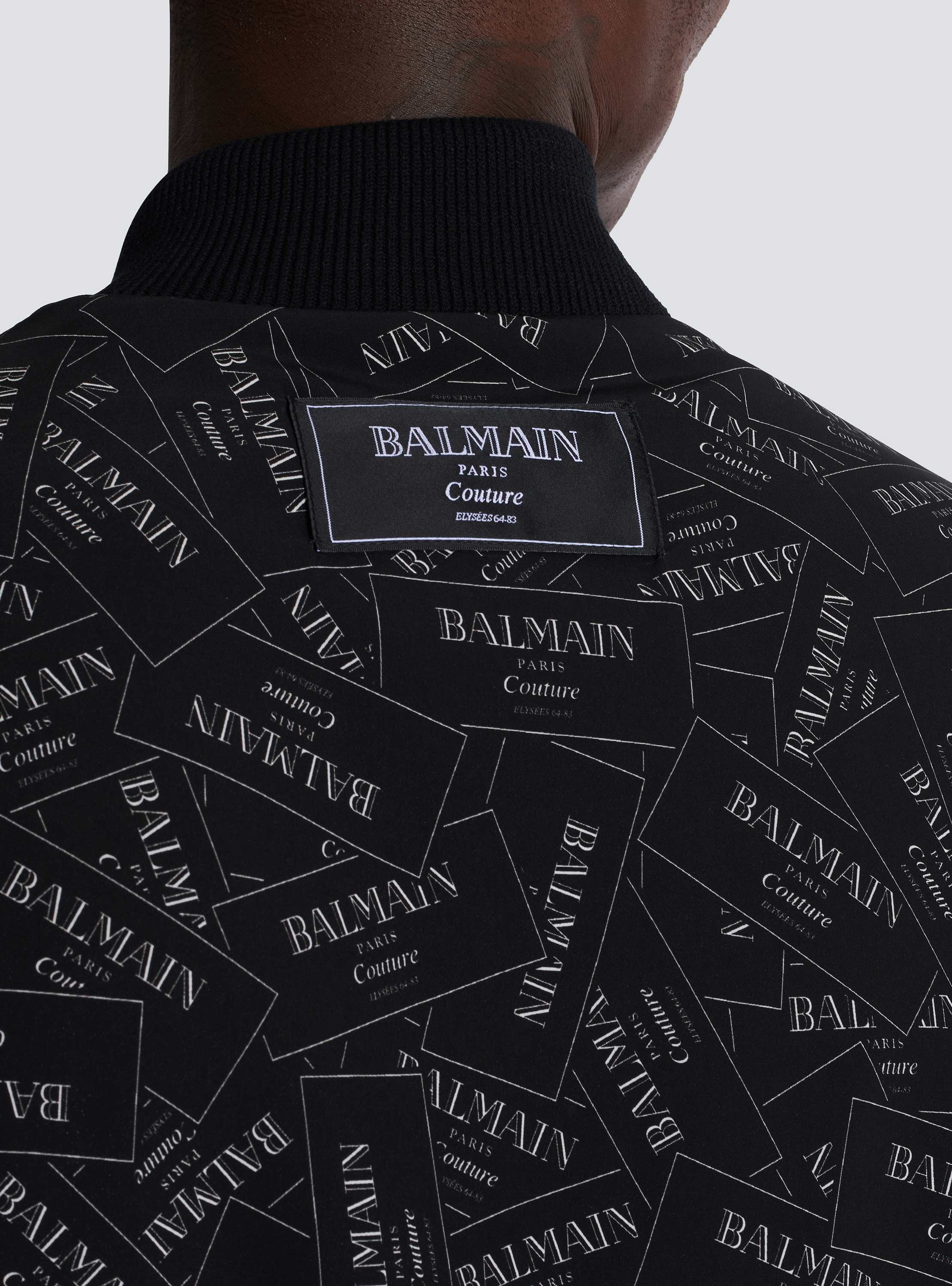 Printed Balmain label bomber jacket black black - Men | BALMAIN