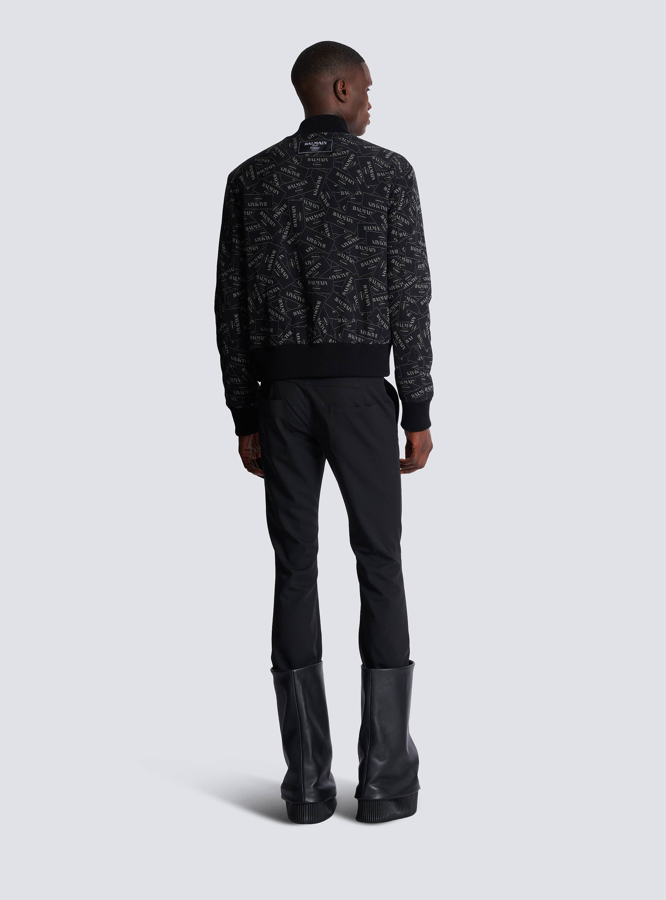 Printed Balmain label bomber jacket
