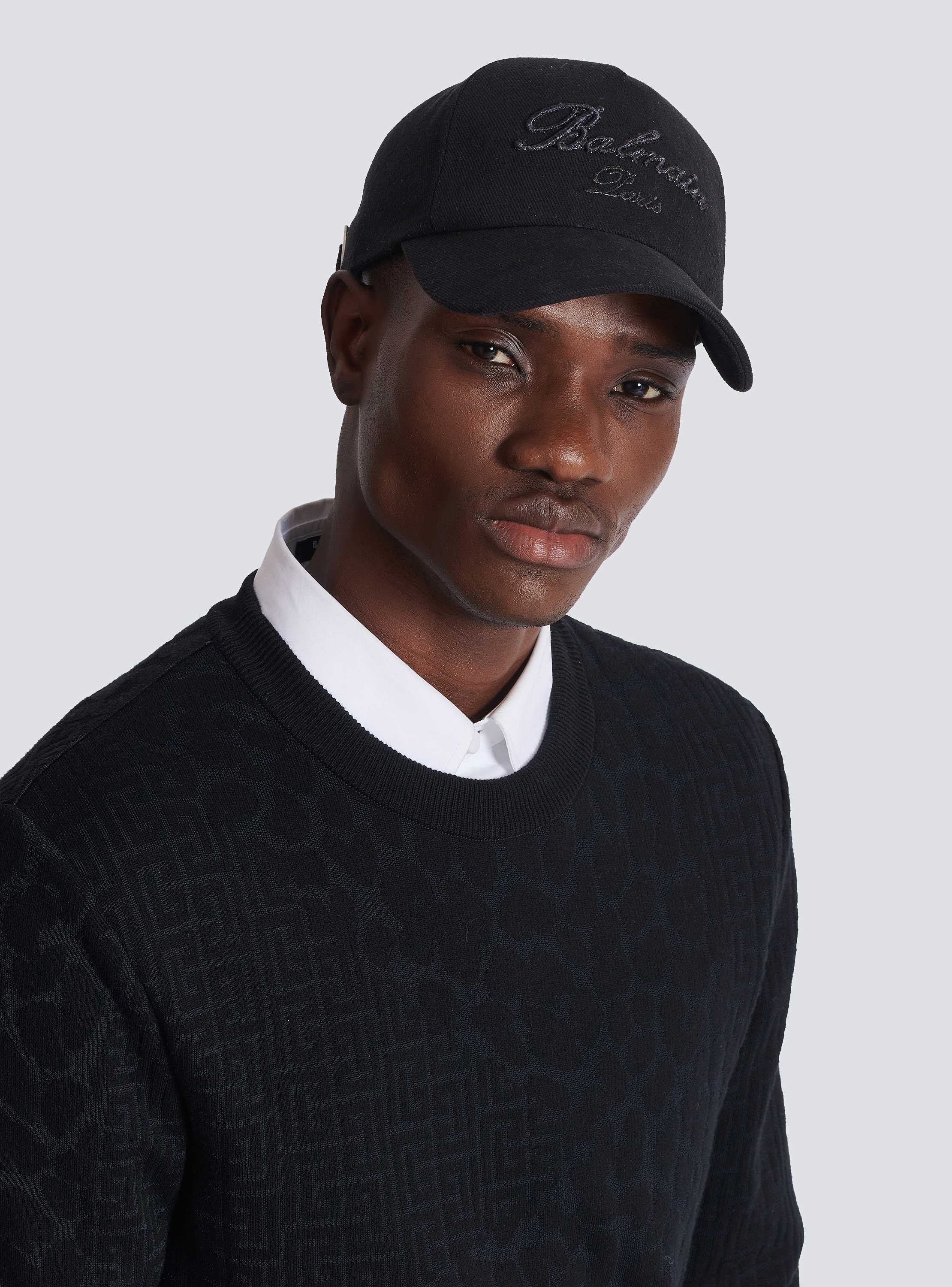 Cotton cap with Balmain Paris embroidery black - Men | BALMAIN