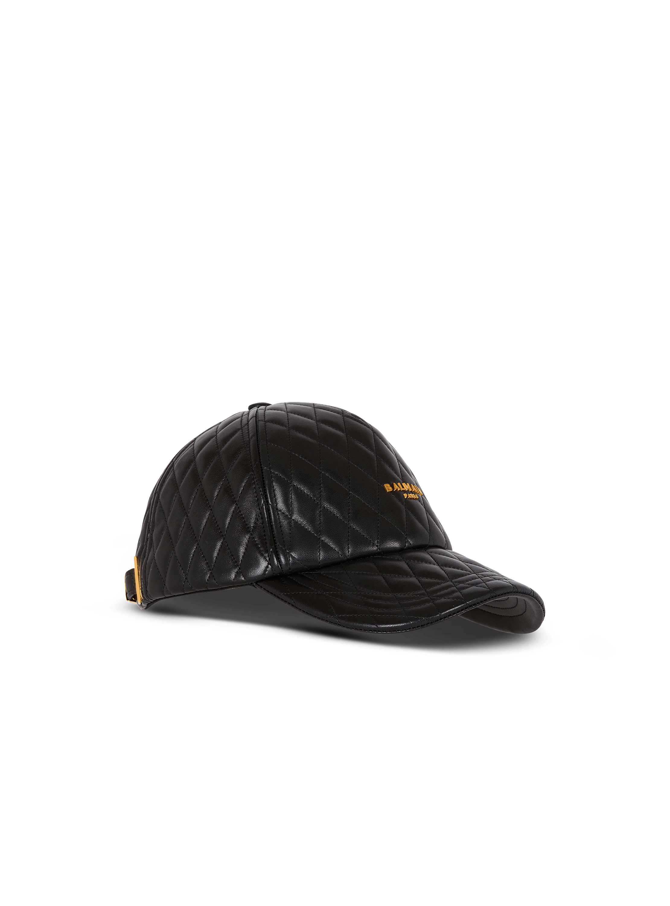 Quilted Balmain logo leather cap