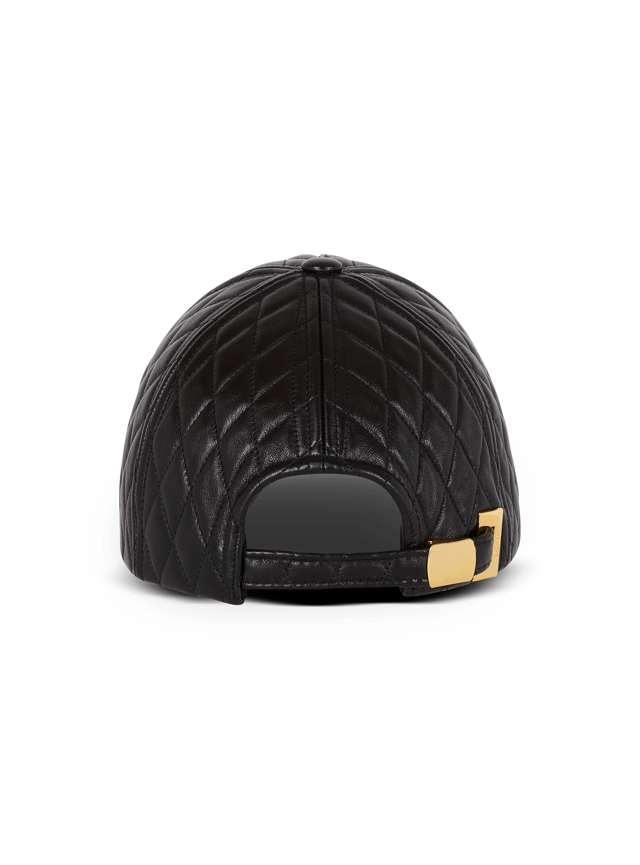 Quilted Balmain logo leather cap