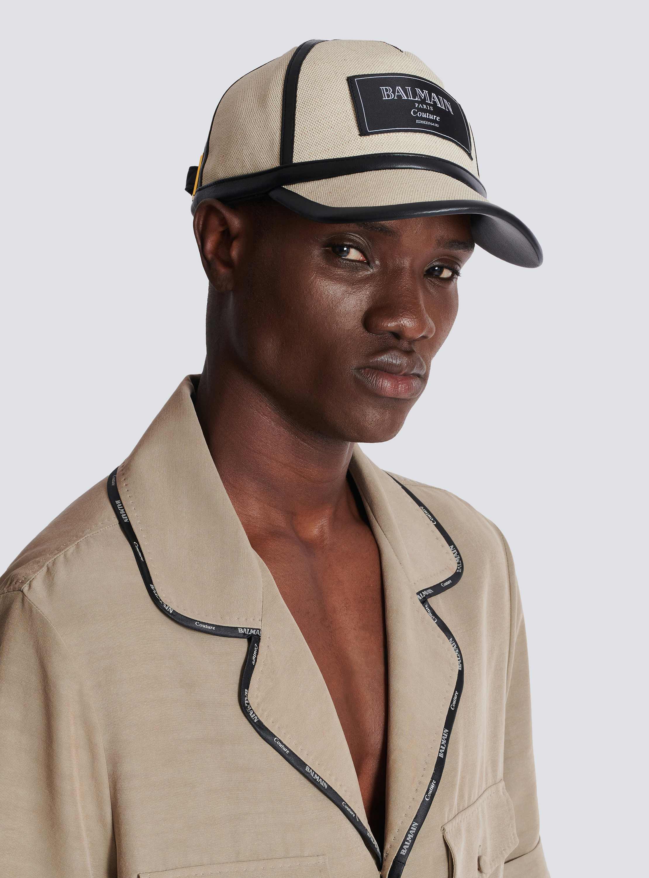 Canvas cap with Balmain Couture label