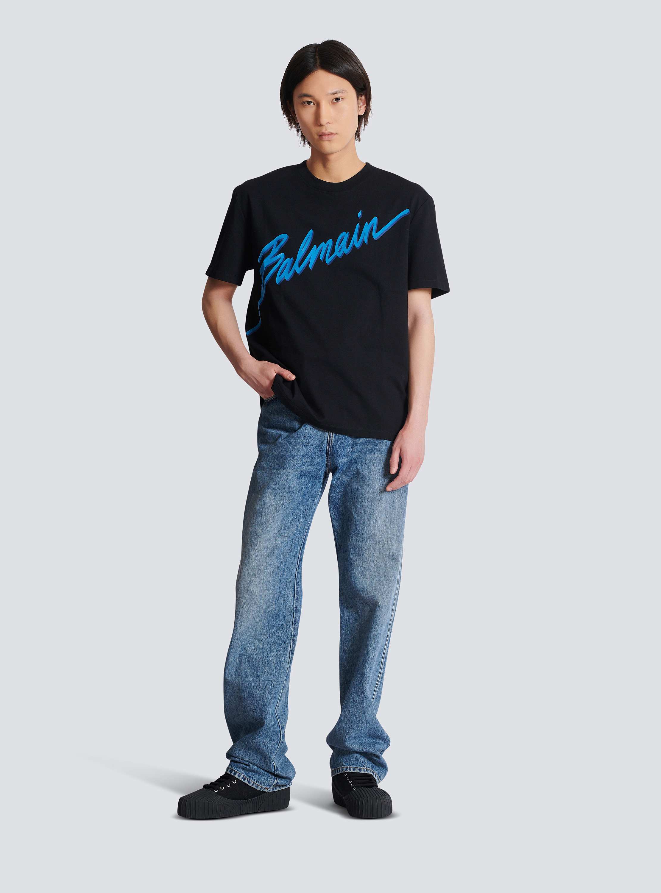 【送料&関税込】Balmain Letter Flock T-shirt T-shirt with flocked Balmain Letter logo - Men | BALMAIN
