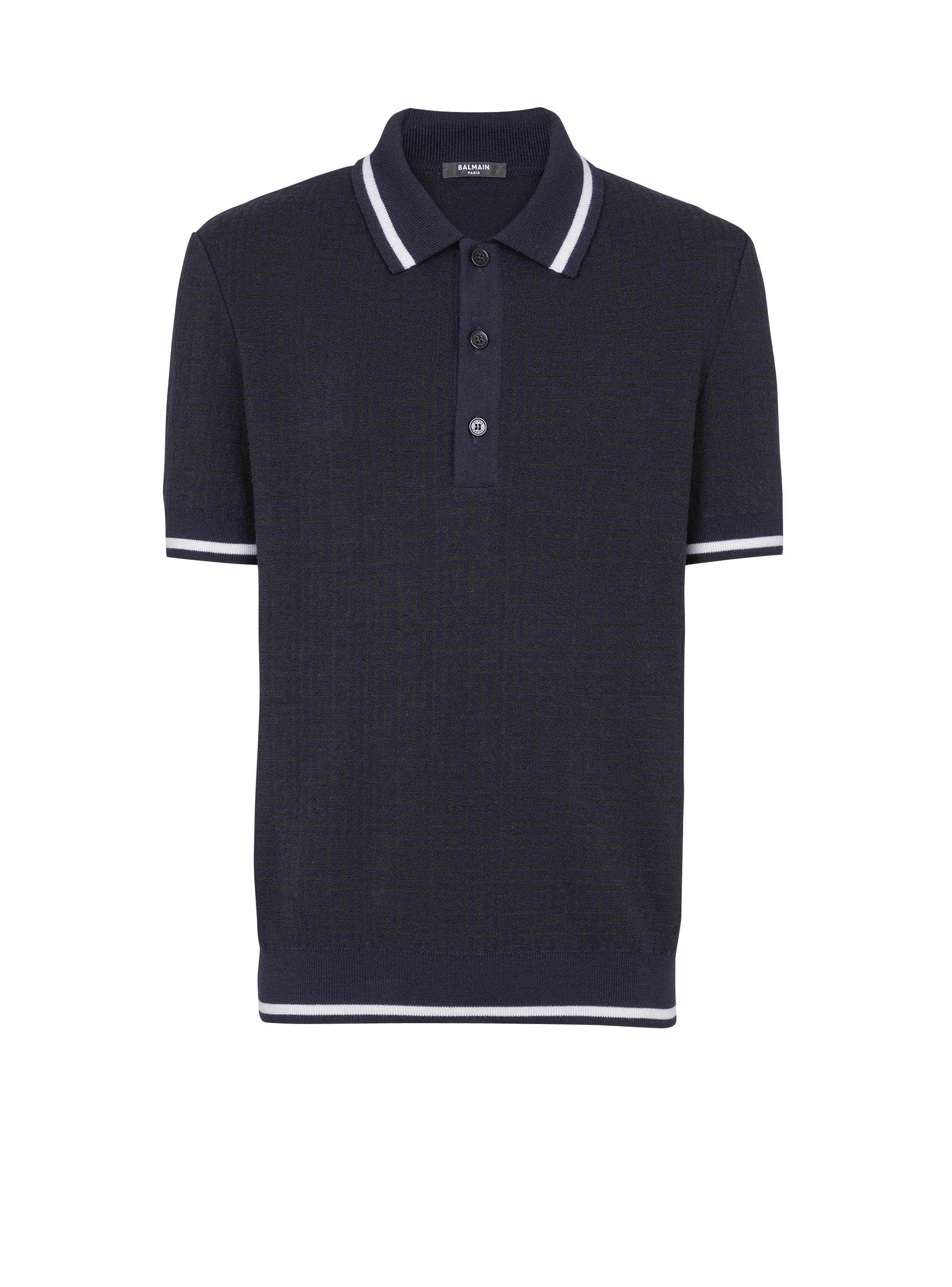 Monogrammed merino wool polo shirt