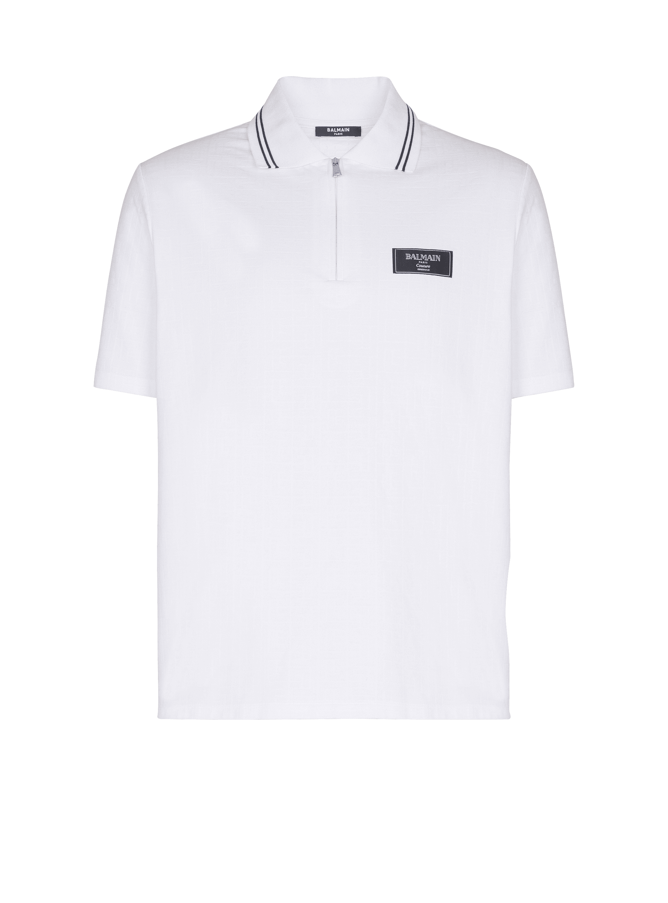 Monogrammed polo shirt with Balmain Couture label