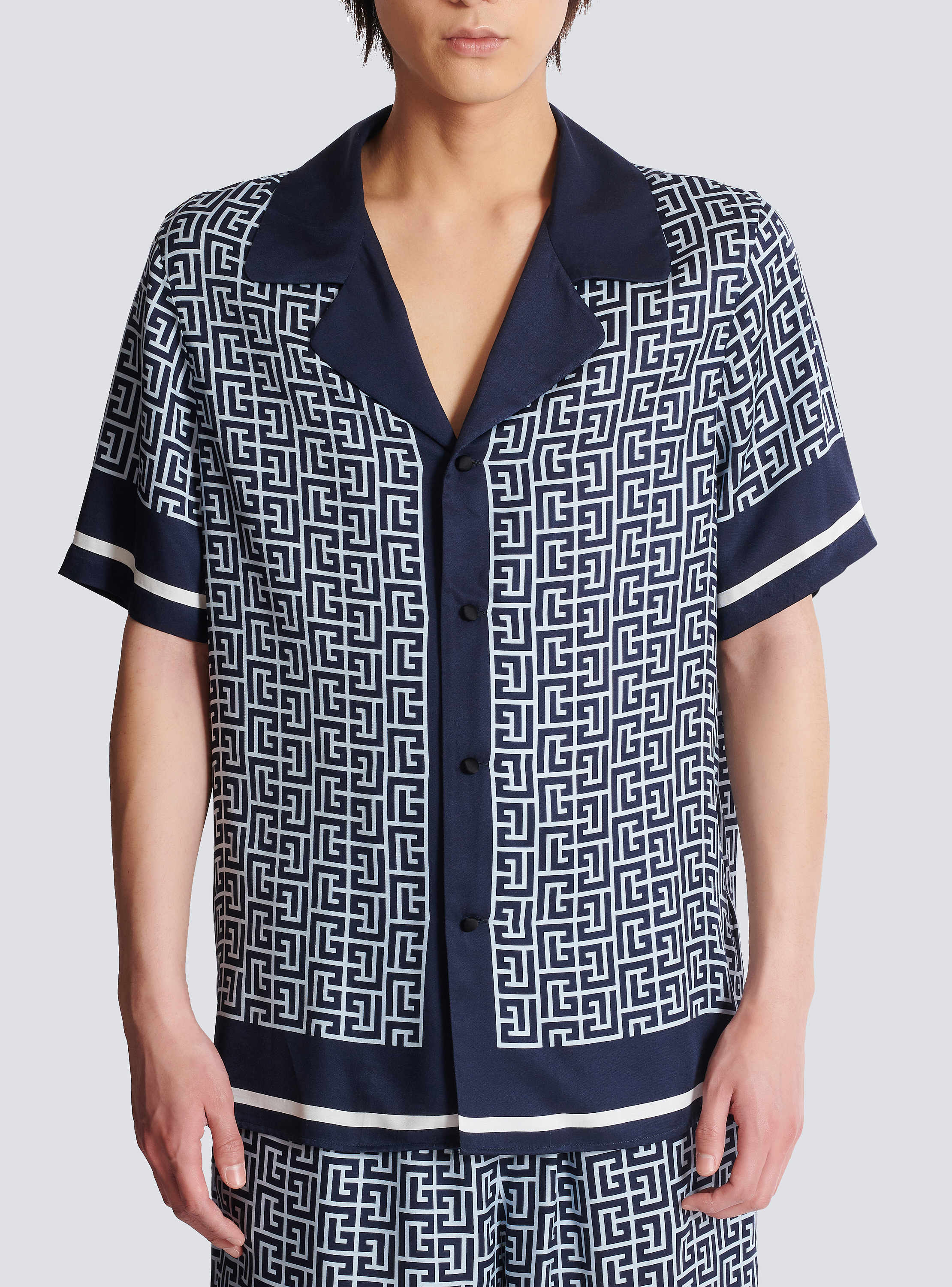 Monogrammed pyjama shirt blue blue - Men | BALMAIN