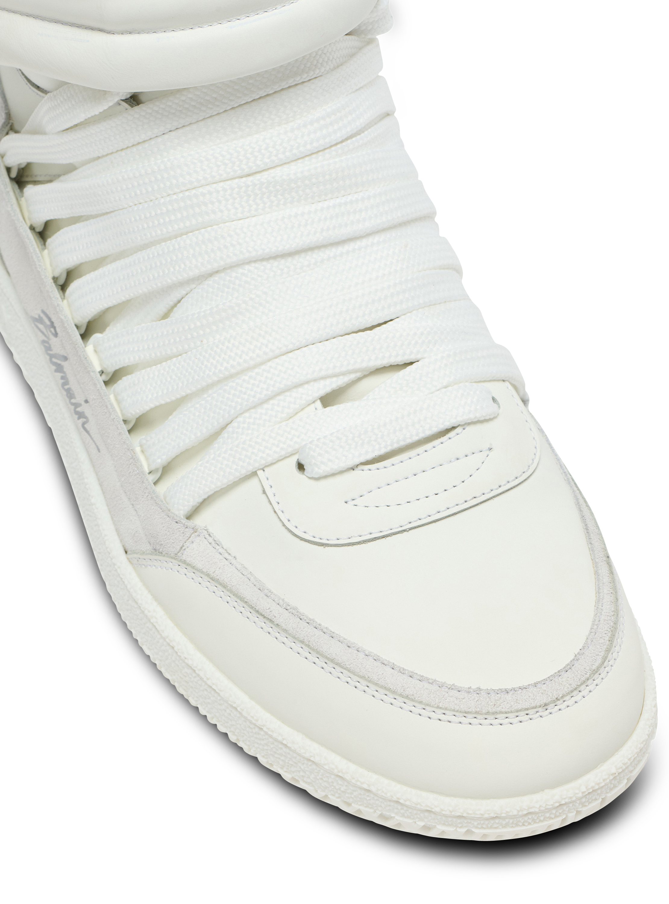Leather Balmain Swan Mid-Top lace-up trainers white white
