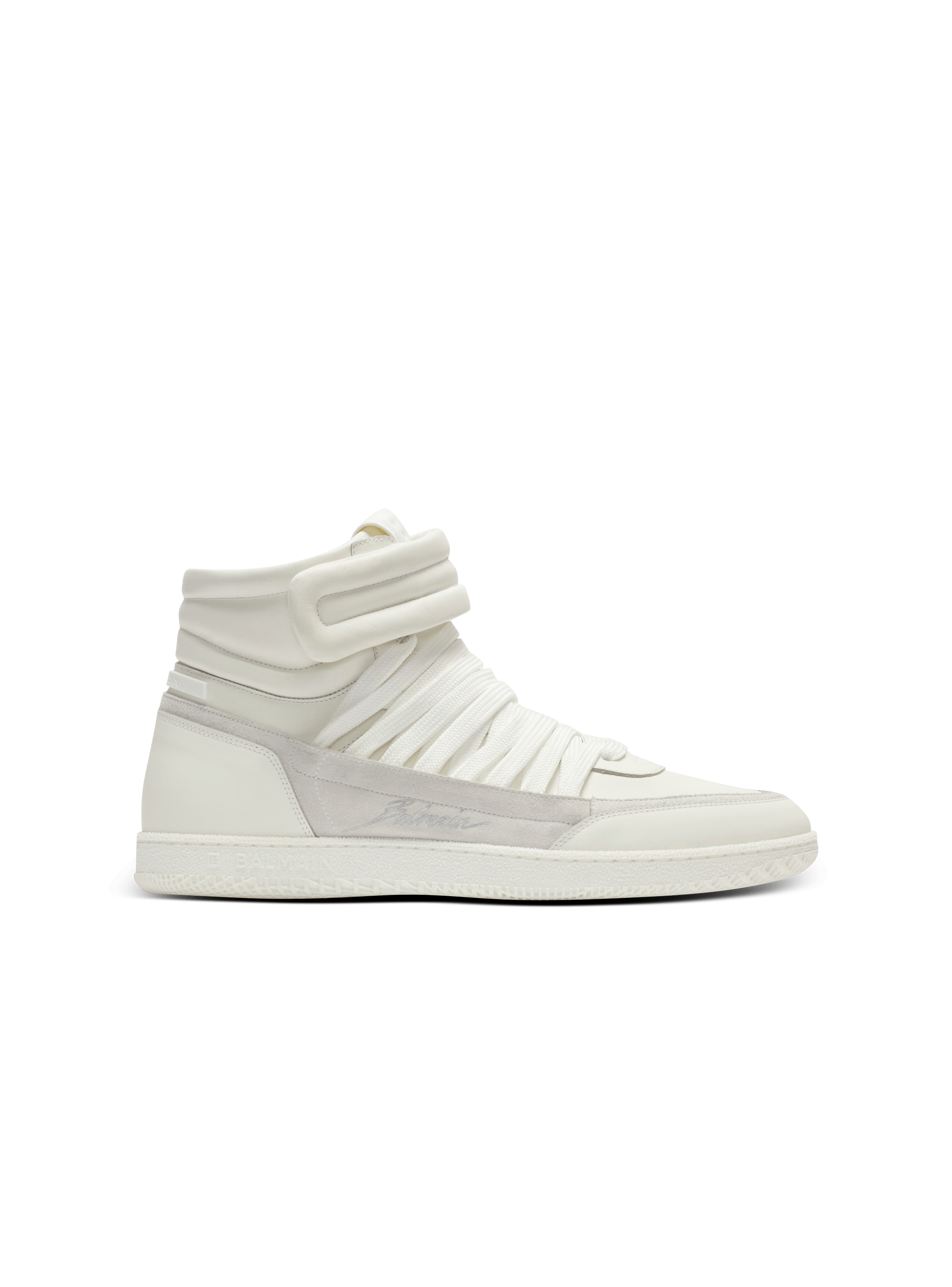 Leather Balmain Swan Mid-Top lace-up trainers 