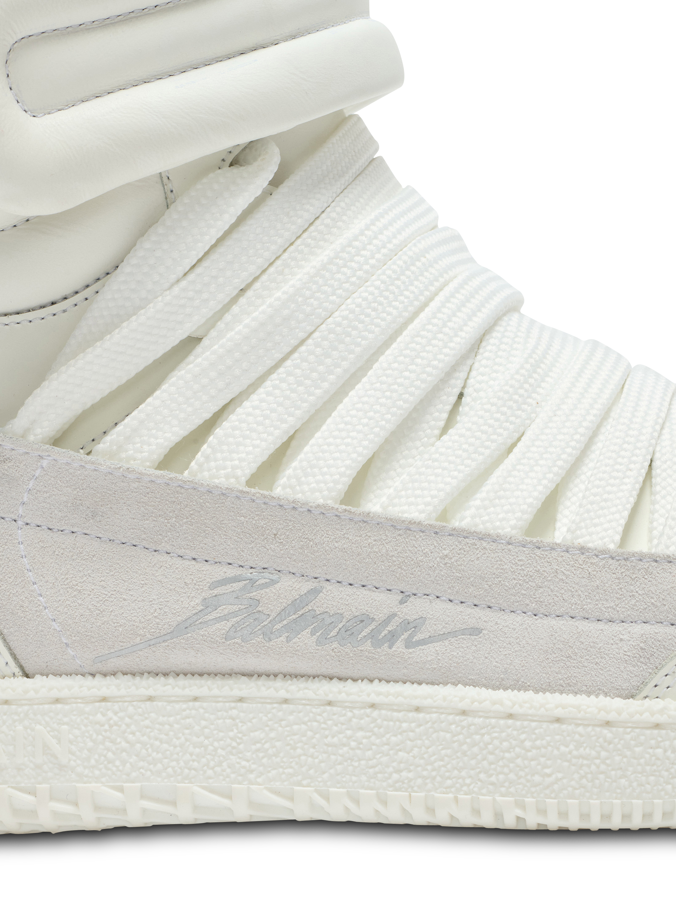 Leather Balmain Swan Mid-Top lace-up trainers white white