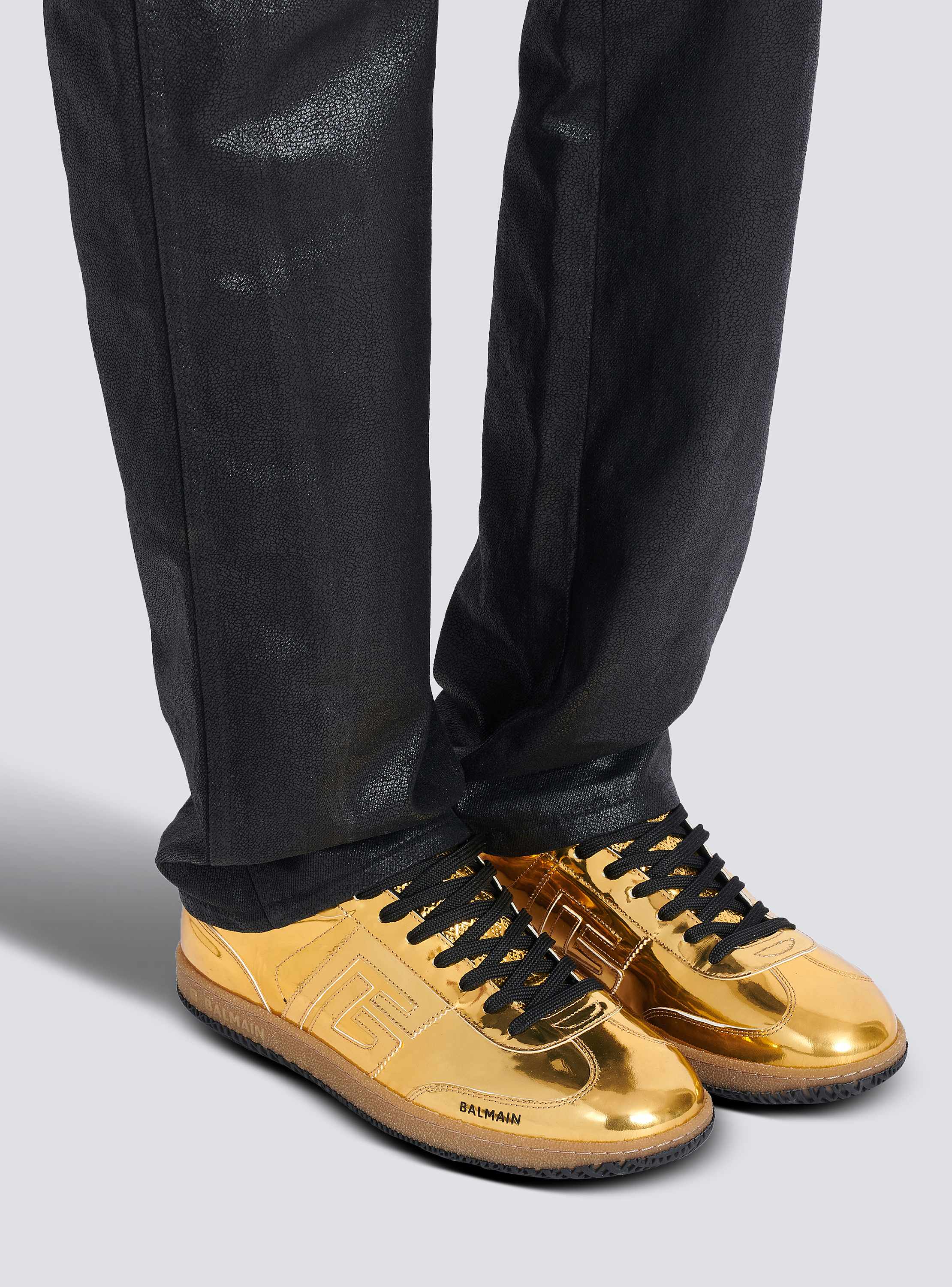 Balmain Swan trainers in mirror-effect leather - Men | BALMAIN