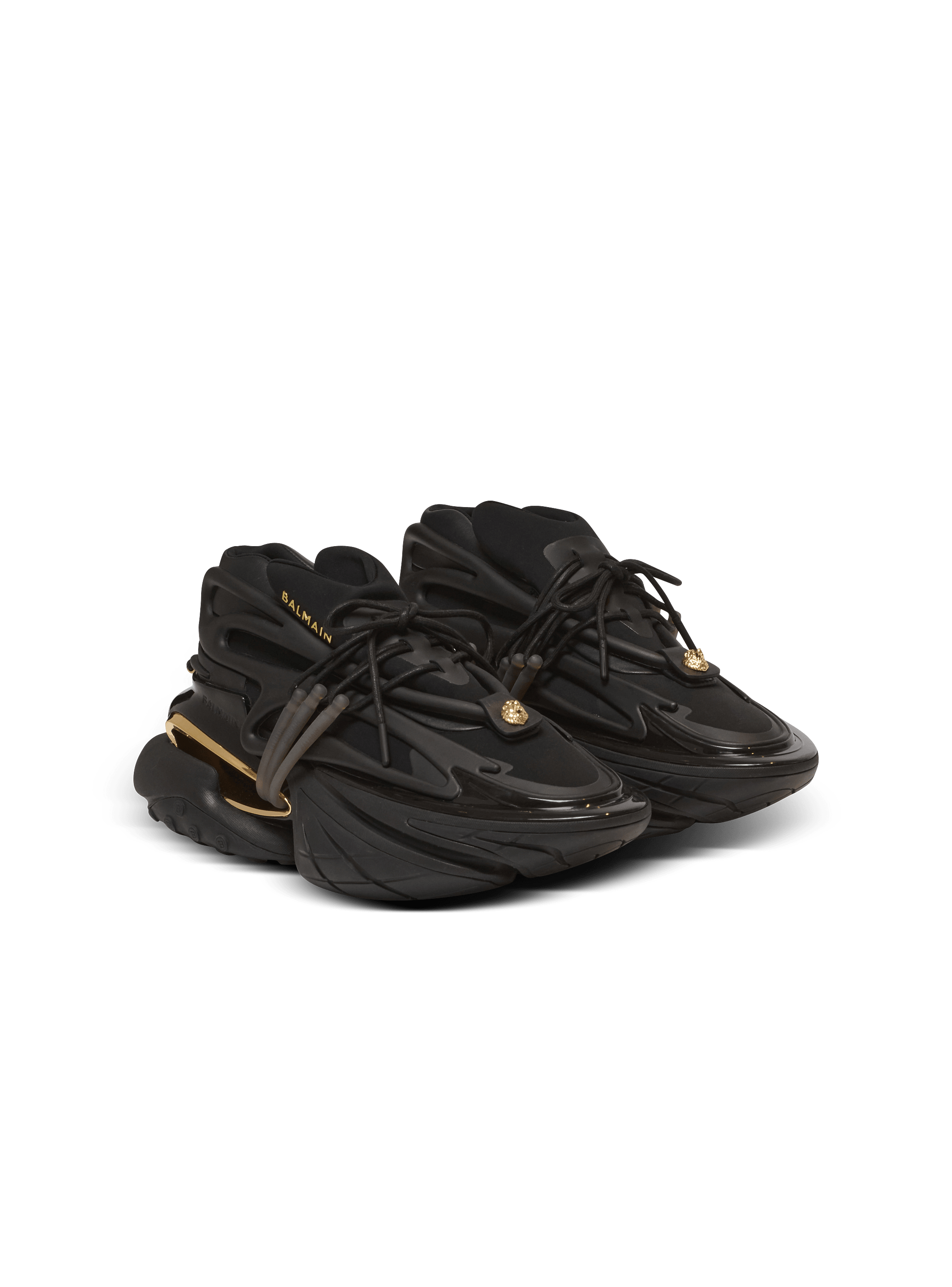 関税送料込◆BALMAN◆UNICORN-NEOPRENE&CALF スニーカー 黒 Unicorn Low sneakers in neoprene and calfskin black black