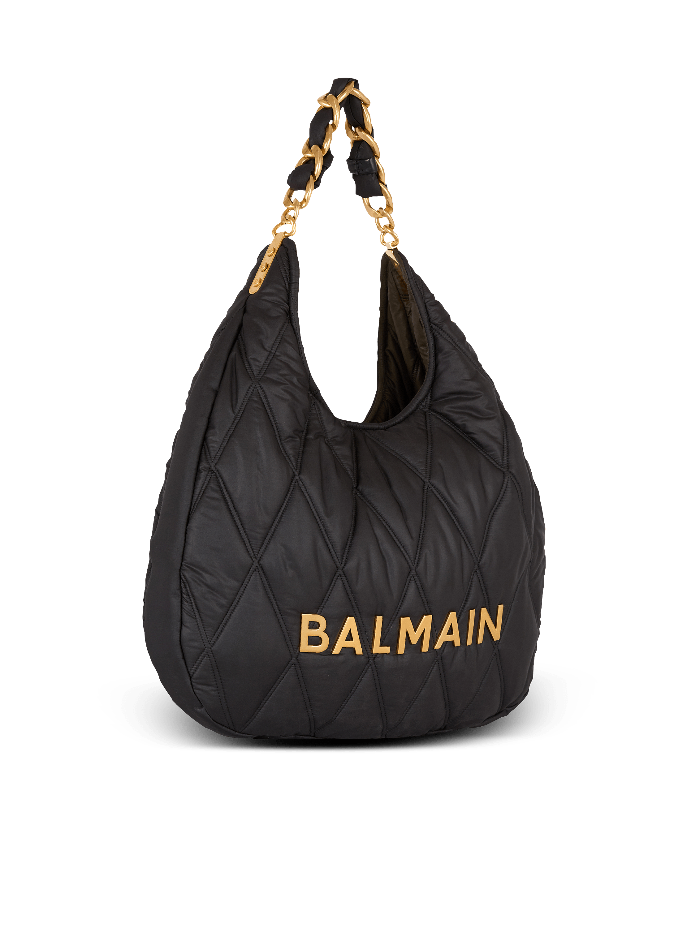 BALMAIN 1945 キルティンク クラッチ ハック CN1KE800LNQD GRU 1945 Soft quilted leather mini bag black black - Women | BALMAIN