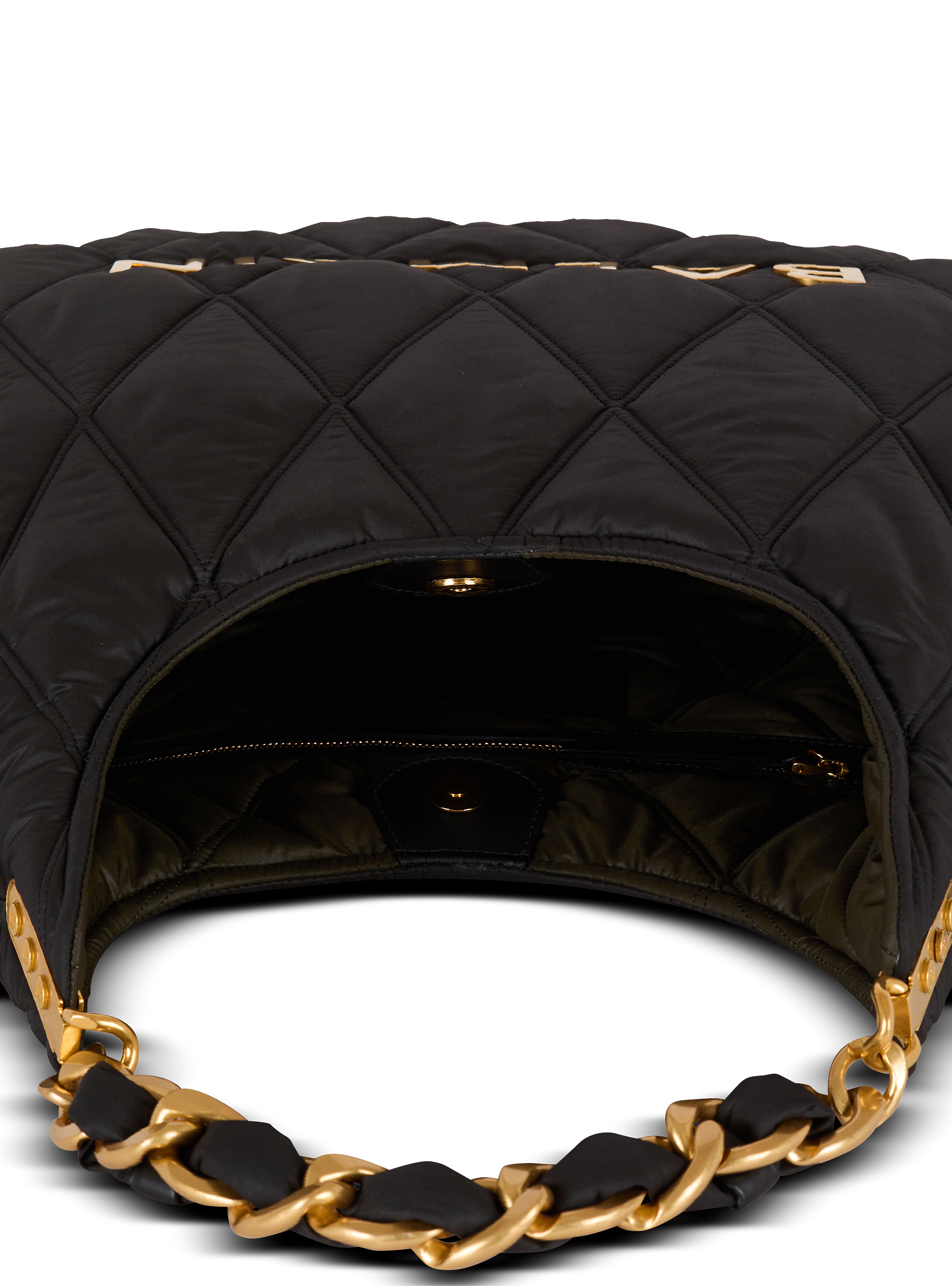 Balmain☆VIP価格 1945 カバ トップハンドルバッグ 1945 Soft Hobo bag in embossed crinkled calfskin with a PB