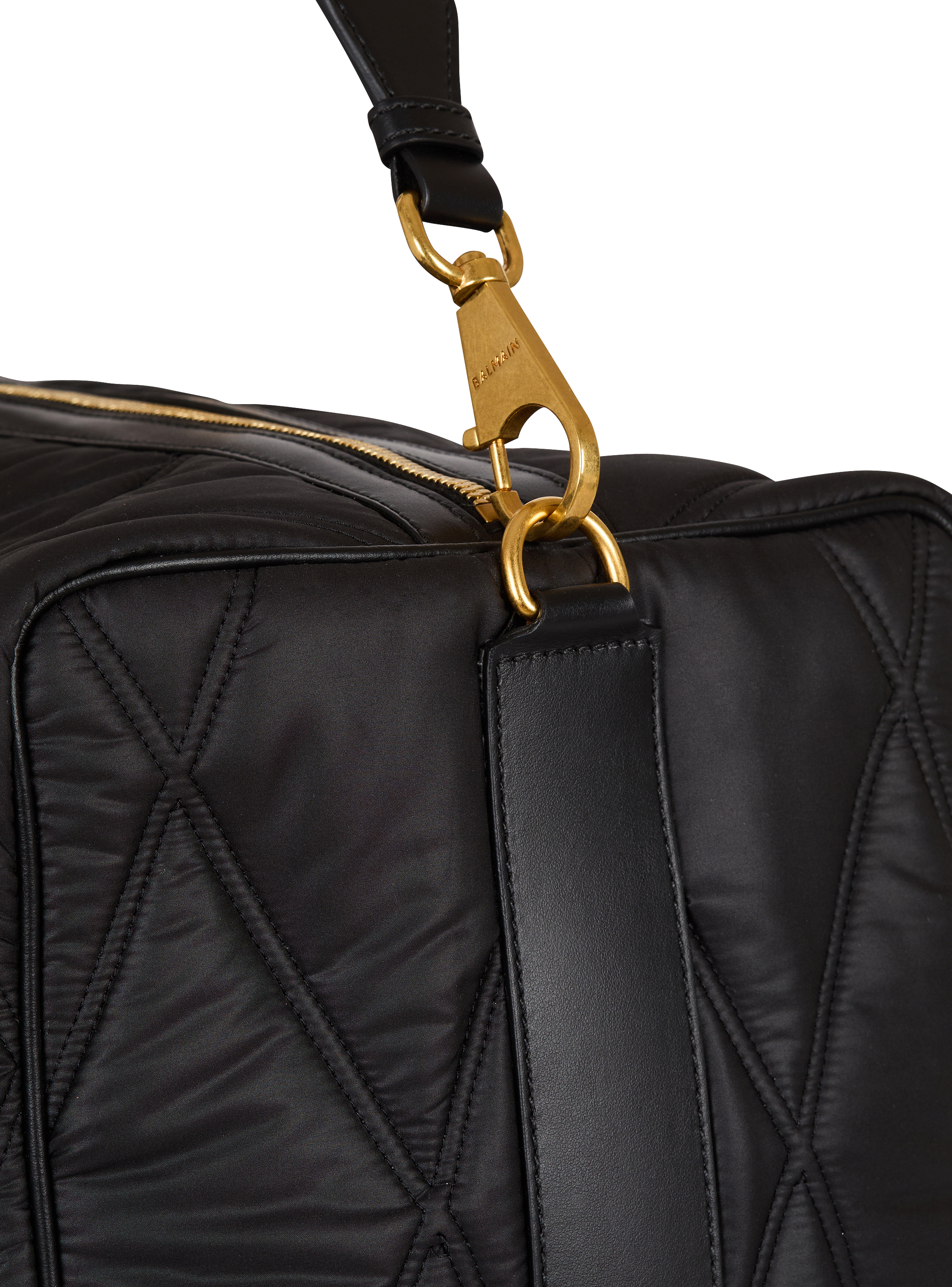 Quilted nylon travel bag with diamond motif