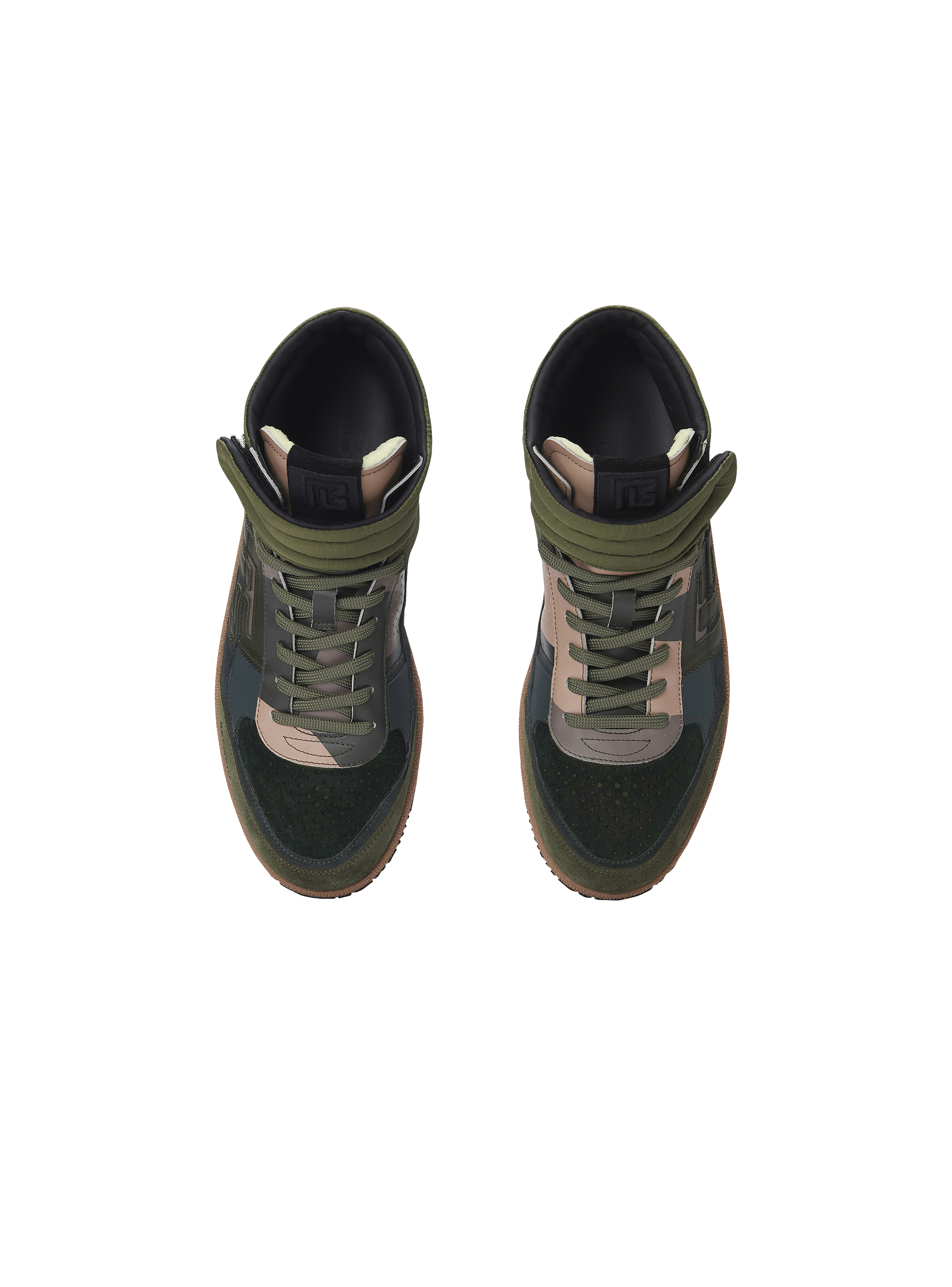 送料関税込【BALMAIN】Swan ハイトップ スニーカー Balmain Swan Mid-Top trainers in calfskin and suede - Men