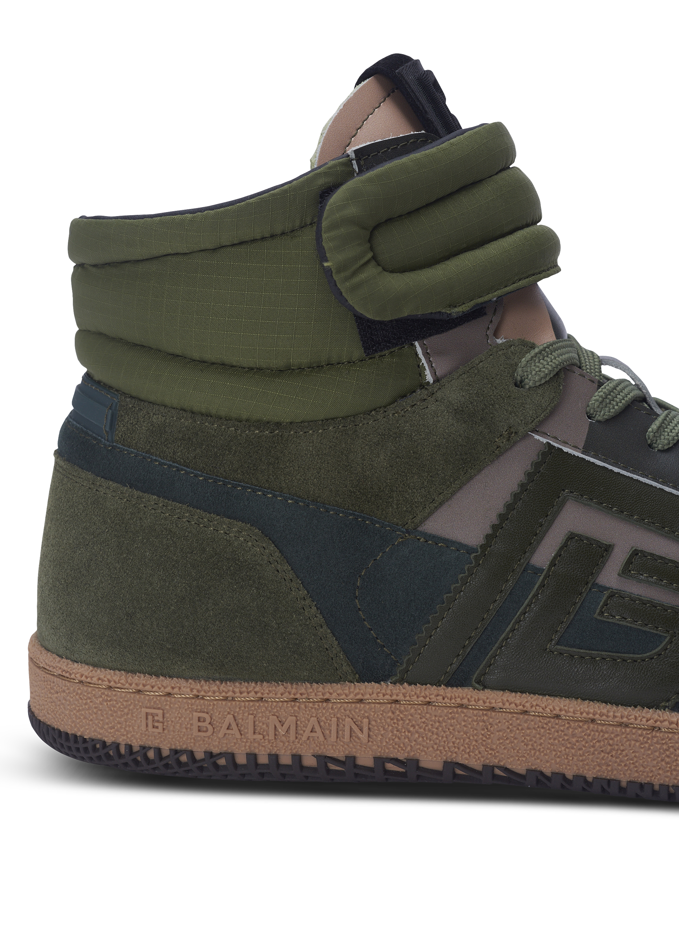 送料関税込【BALMAIN】Swan ハイトップ スニーカー Balmain Swan Mid-Top trainers in calfskin and suede - Men