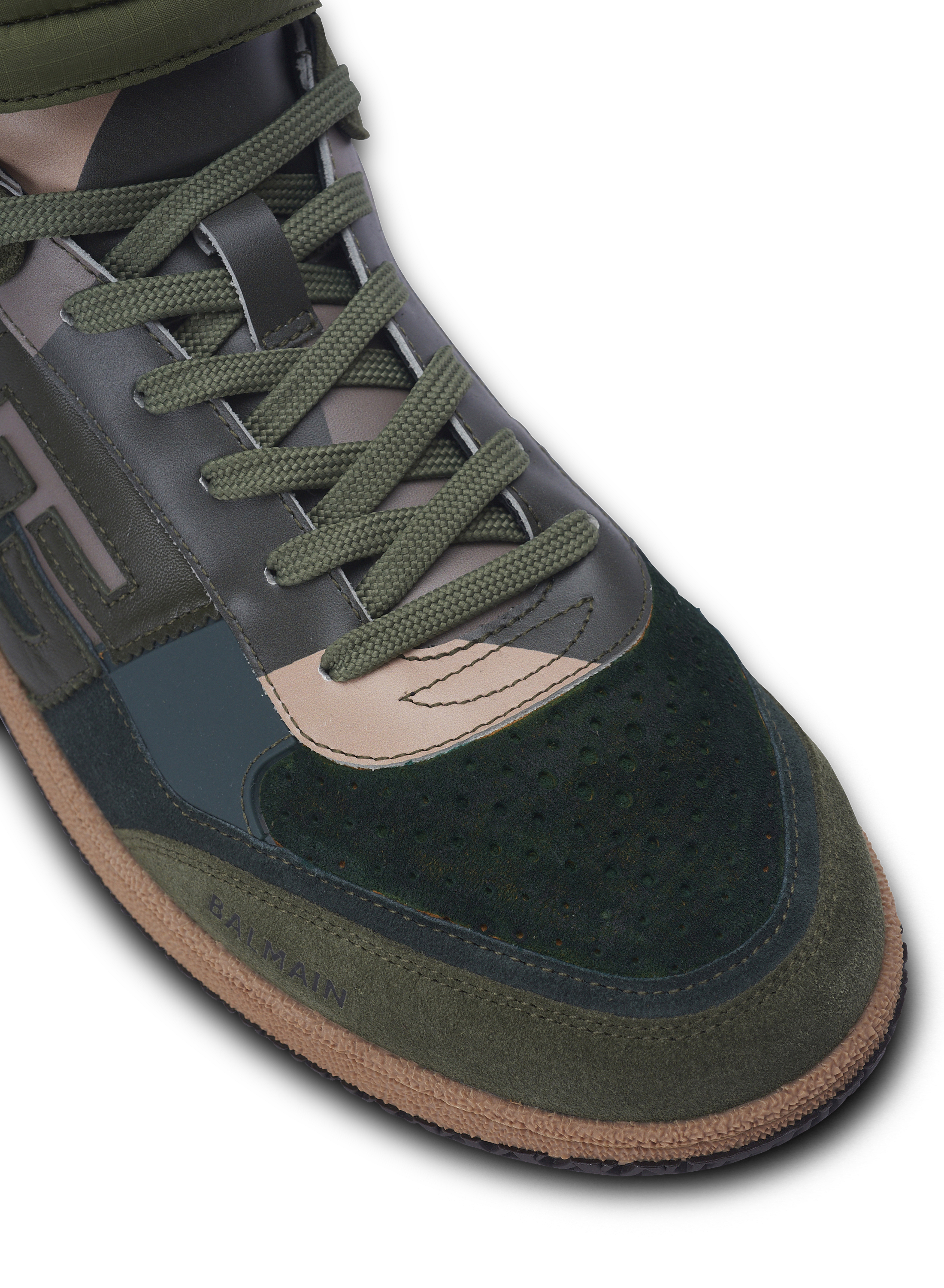 送料関税込【BALMAIN】Swan ハイトップ スニーカー Balmain Swan Mid-Top trainers in calfskin and suede - Men