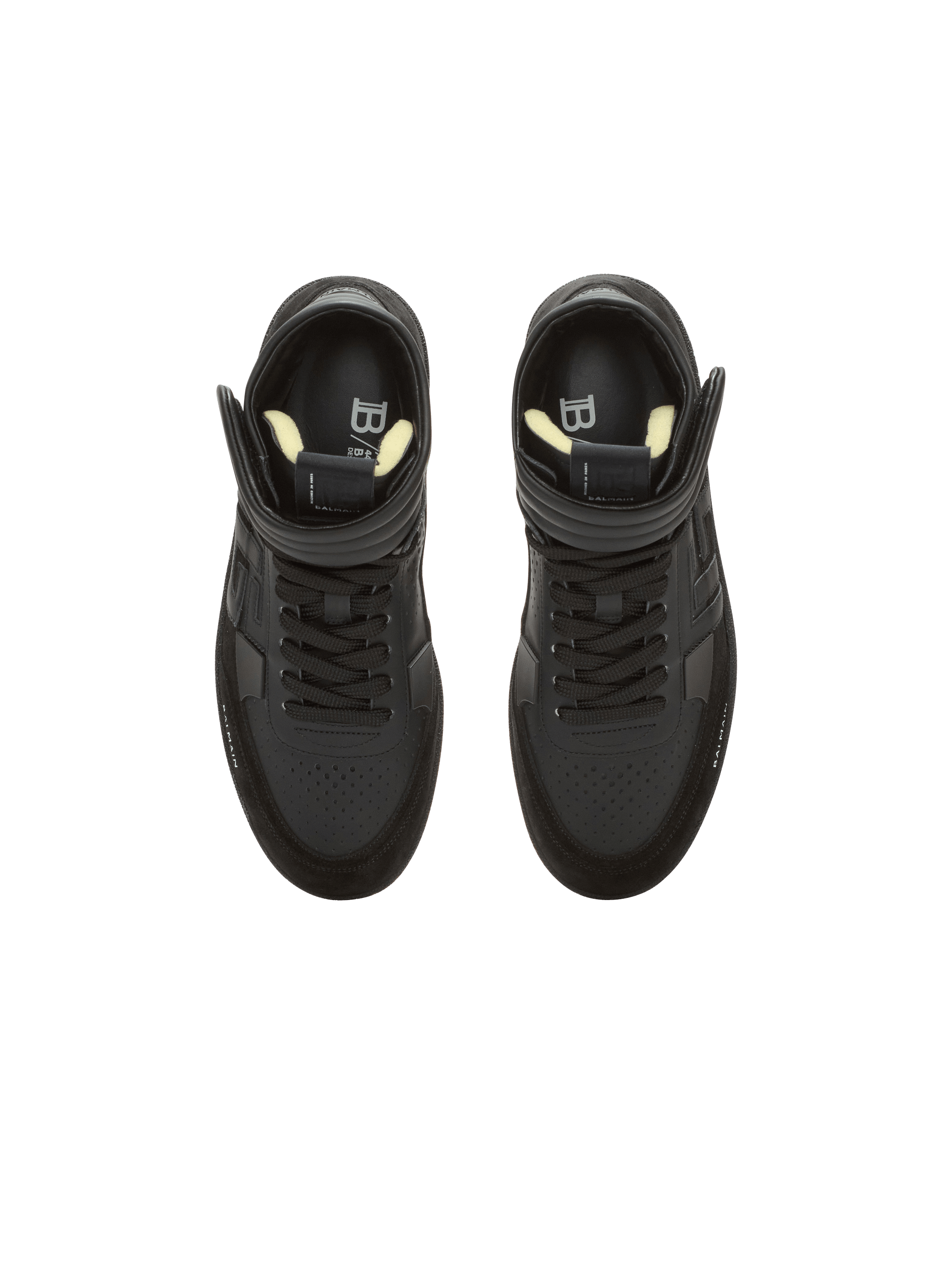 Balmain Swan Mid-Top trainers in calfskin and suede