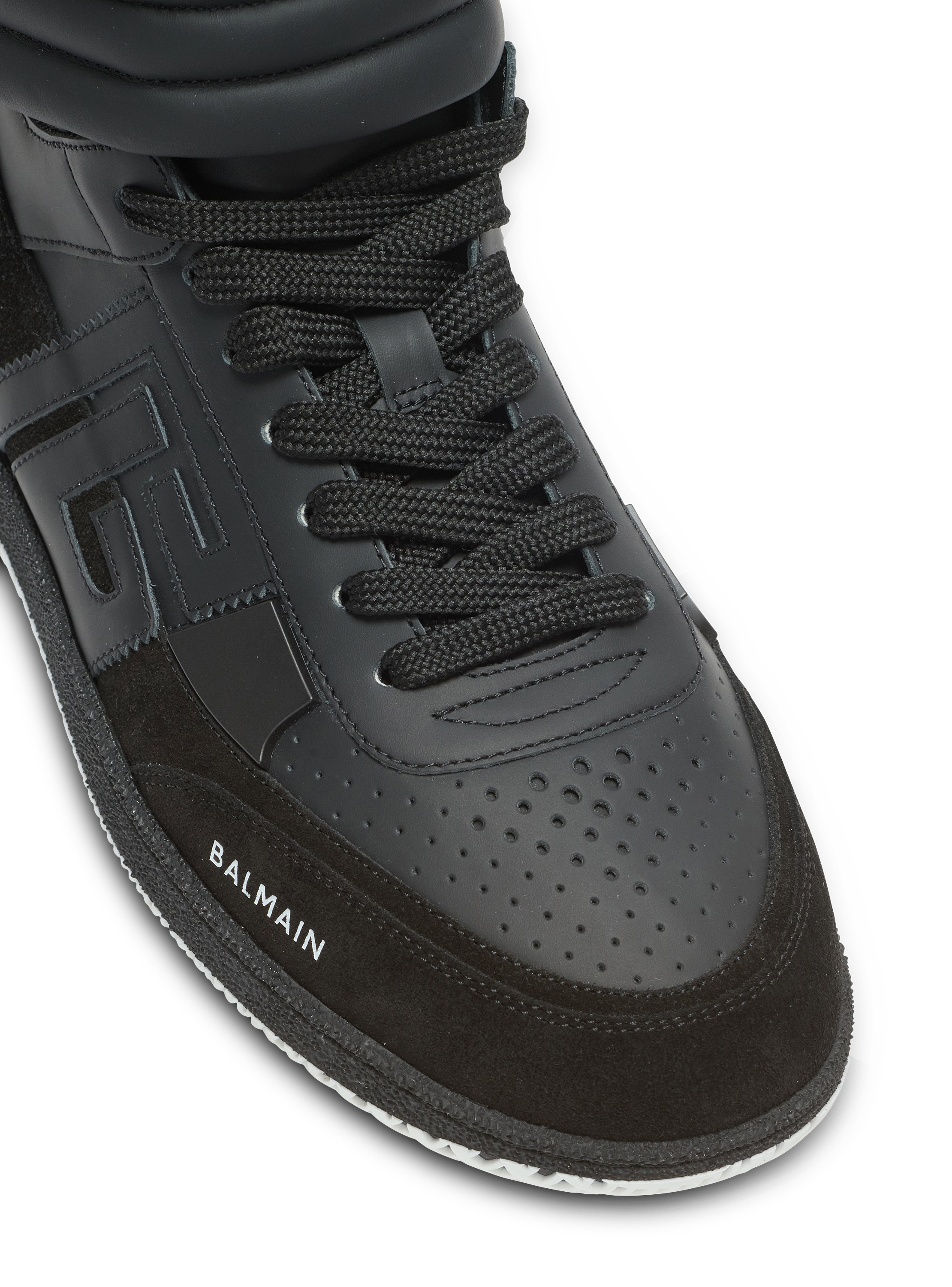 スニーカー Swan Sneakers - Balmain - Leather - Black/White Balmain Swan trainers in PB Labyrinth jacquard - Men | BALMAIN