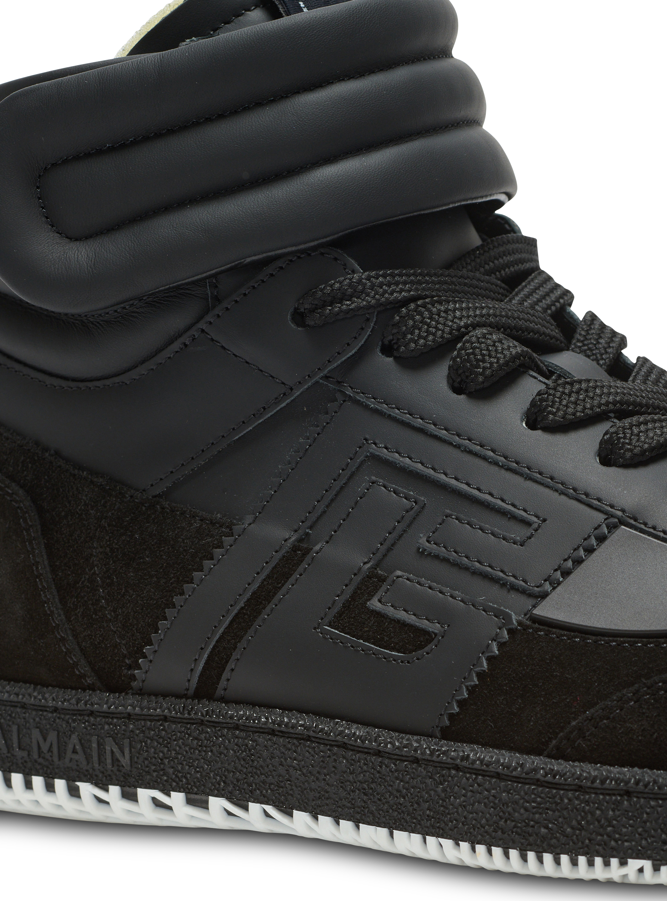 Balmain Swan Mid-Top trainers in calfskin and suede