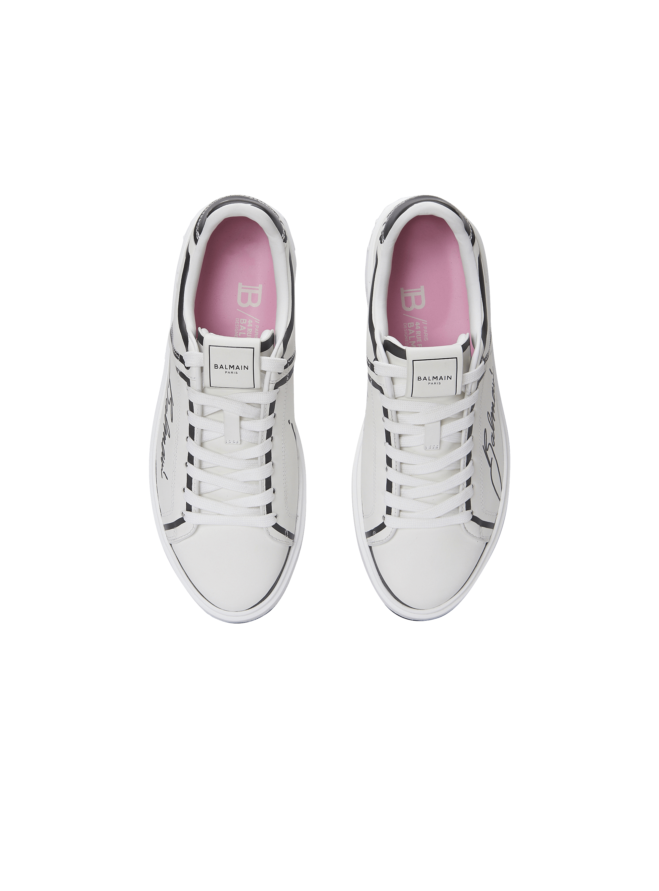 Balmain EM1VI288LCLPEAB 関税送料込 B-Court printed calfskin trainers black - Men | BALMAIN