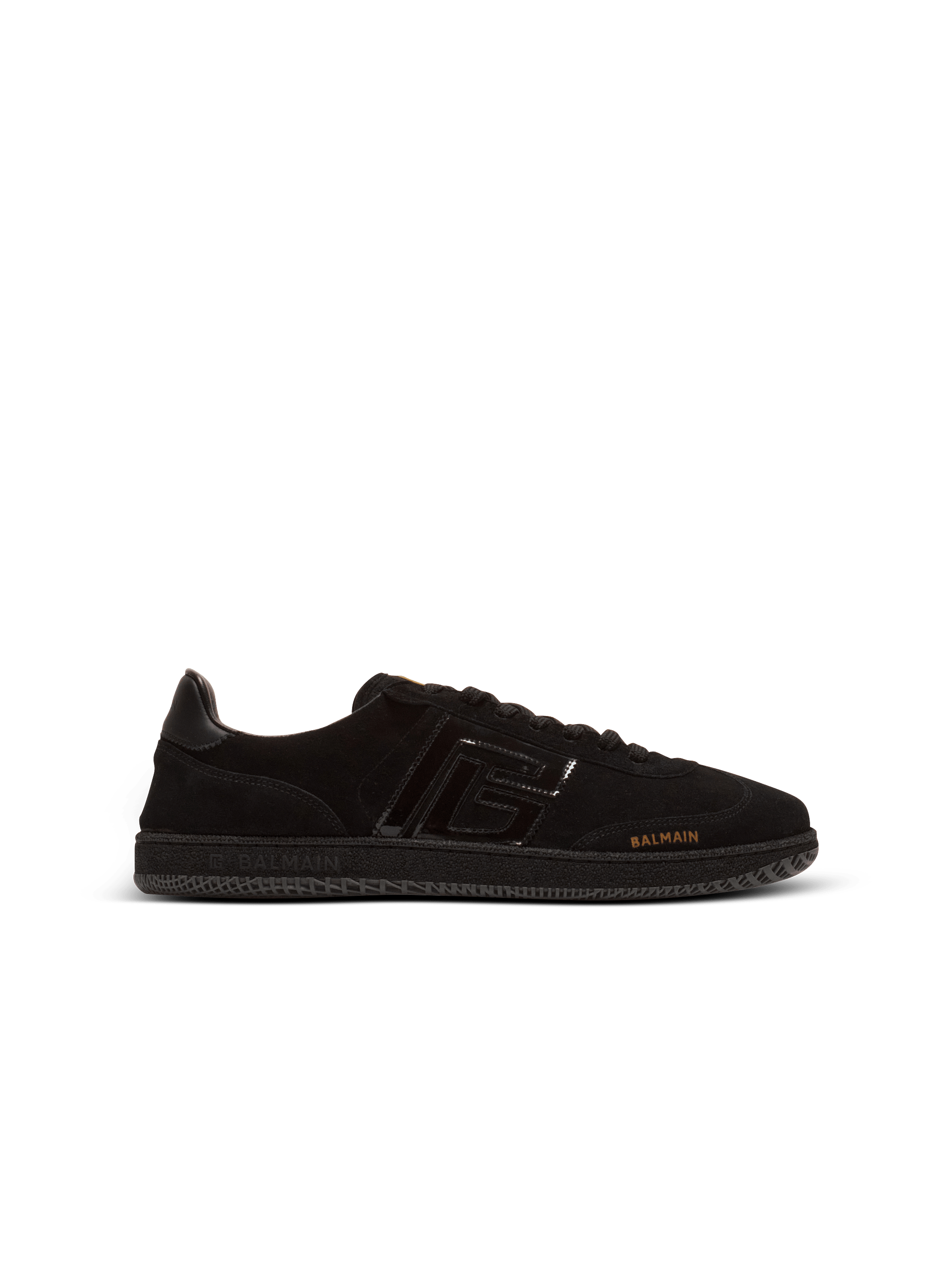 Balmain Swan suede and patent leather sneakers