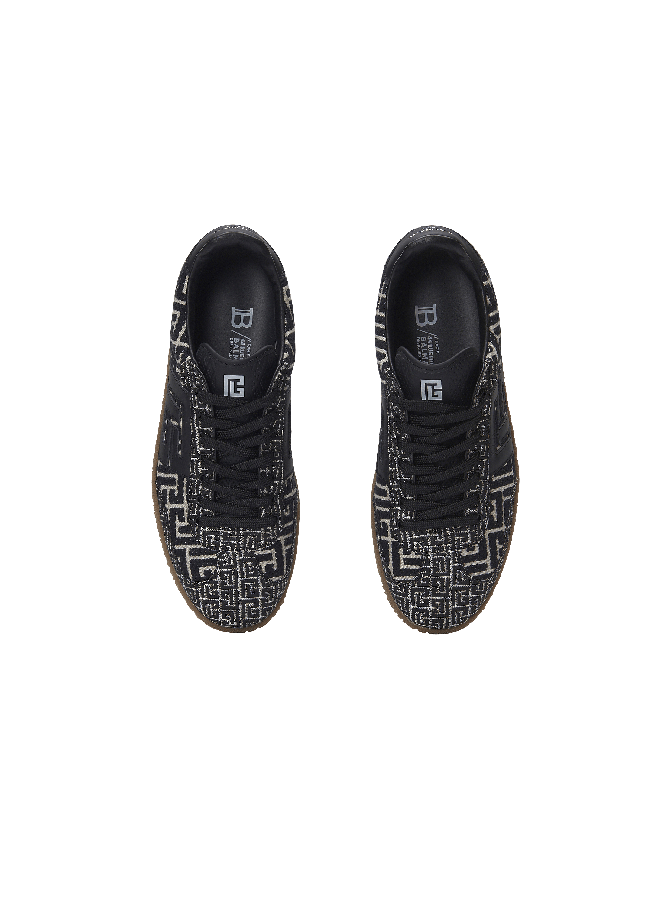 Balmain Swan trainers in PB Labyrinth jacquard - Men | BALMAIN