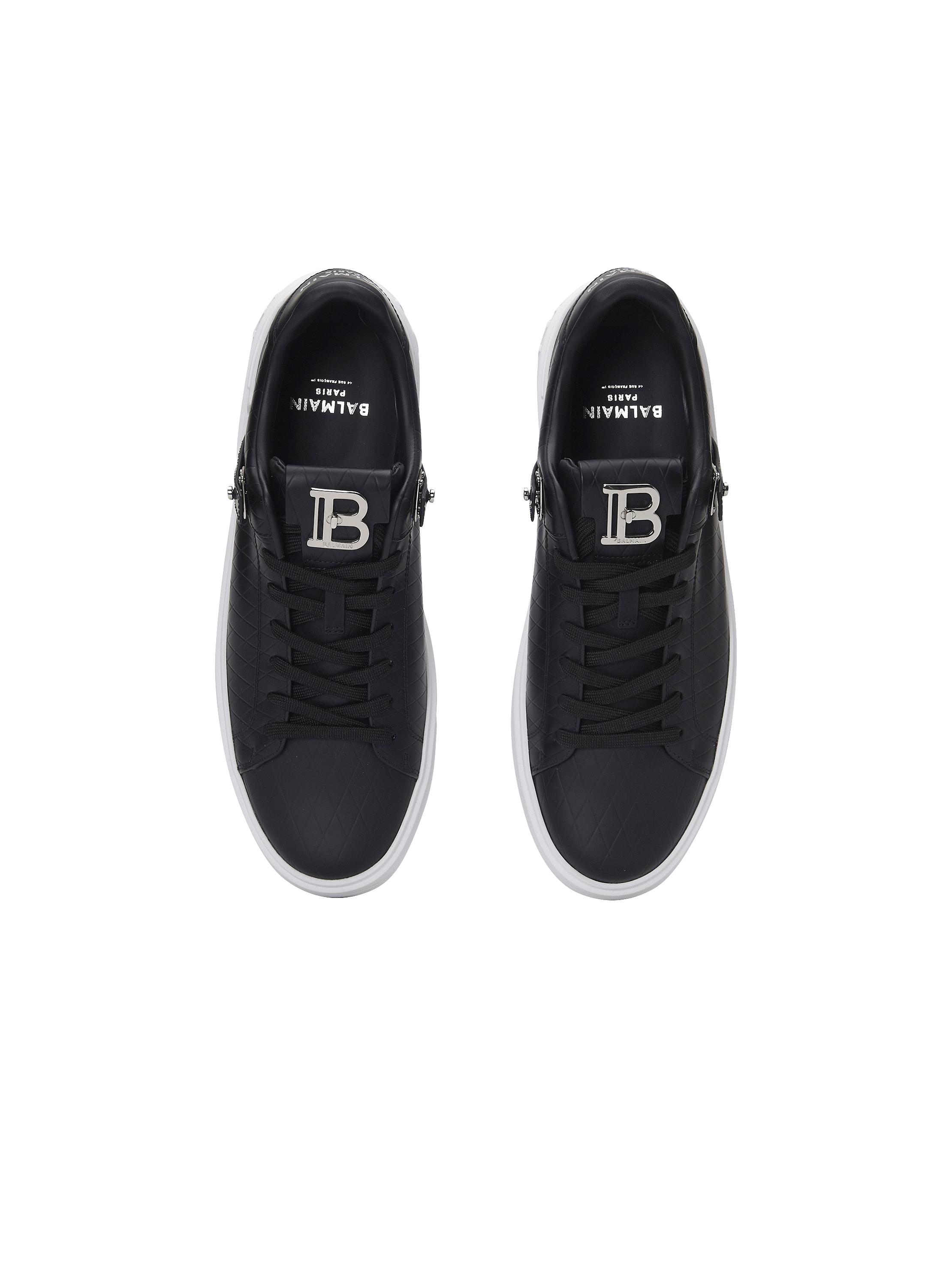 【送料&関税込】Balmain B-court B-buzz-grid Embossed Calfski B-Court B-Buzz trainers in embossed calfskin black - Women