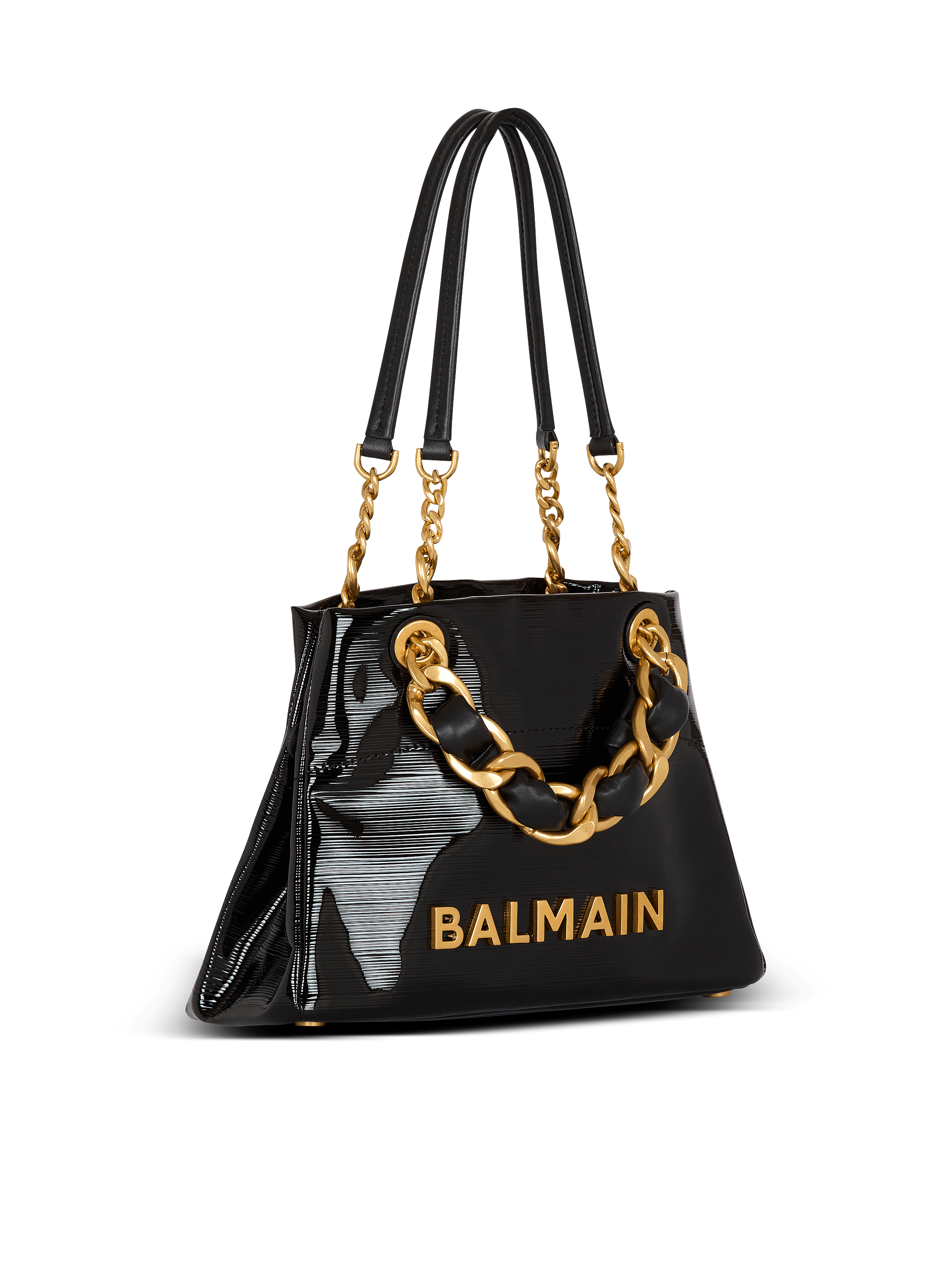 Balmain EN1BQ954LETF0PA 関税送料込 1945 Soft Moon crinkled calfskin leather bag black black